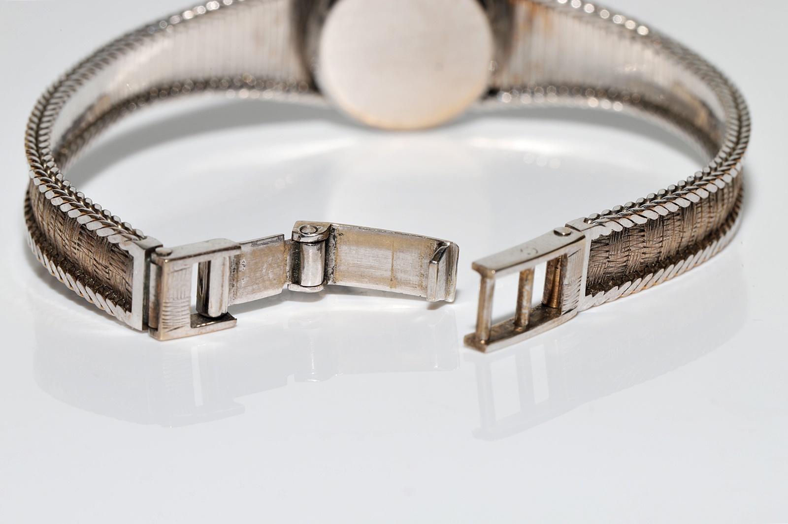 Vintage 18k Circa 1970s HISLON Brand Natural Diamond Decorated Wrist Watches For Sale 8
