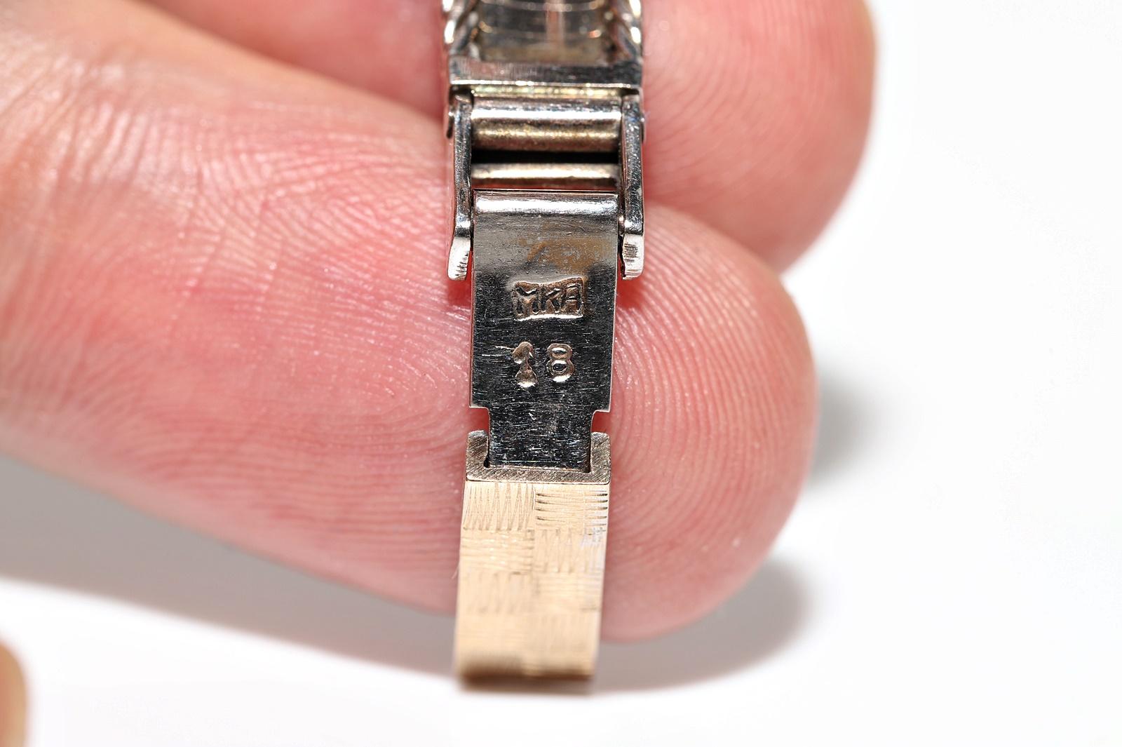Vintage 18k Circa 1970s HISLON Brand Natural Diamond Decorated Wrist Watches For Sale 9