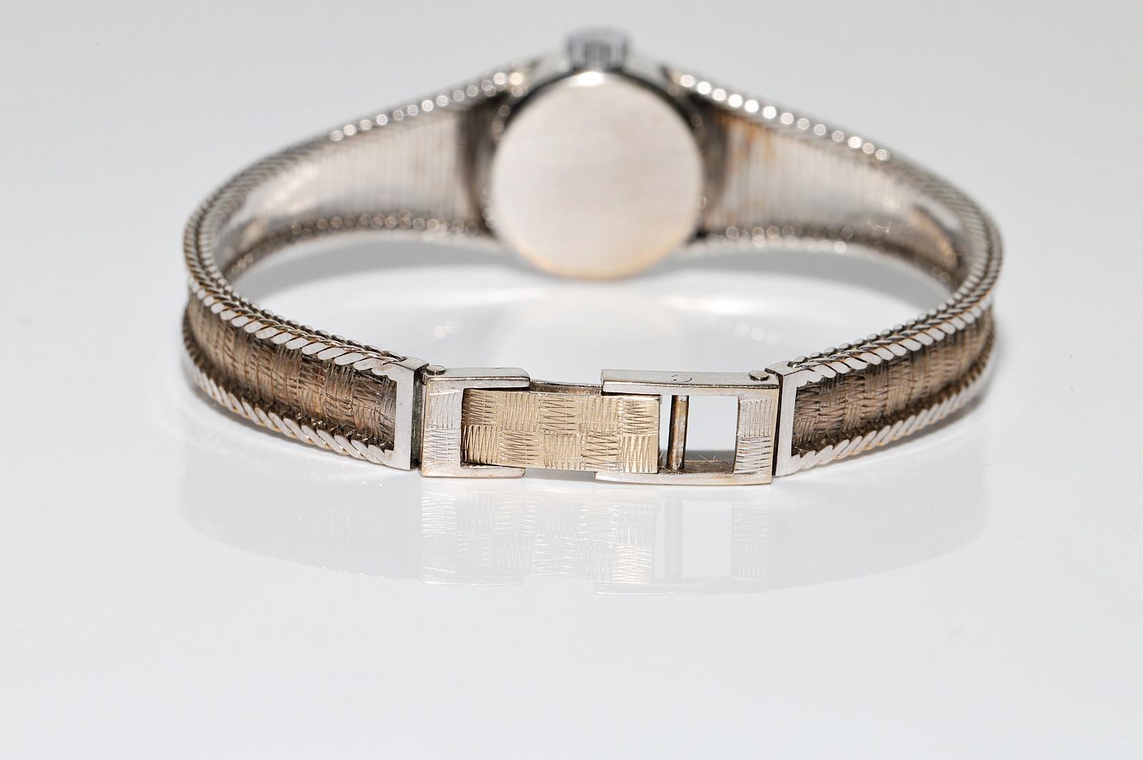 Women's Vintage 18k Circa 1970s HISLON Brand Natural Diamond Decorated Wrist Watches For Sale