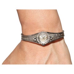 Montre-bracelet vintage 18k Circa 1970 HISLON Brand Natural Diamond Decorated