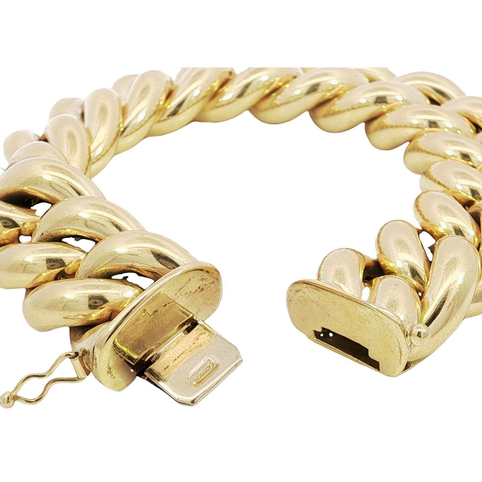 Vintage 18K Curb Link Chunky Bracelet Or Jaune 61 Grammes en vente 5