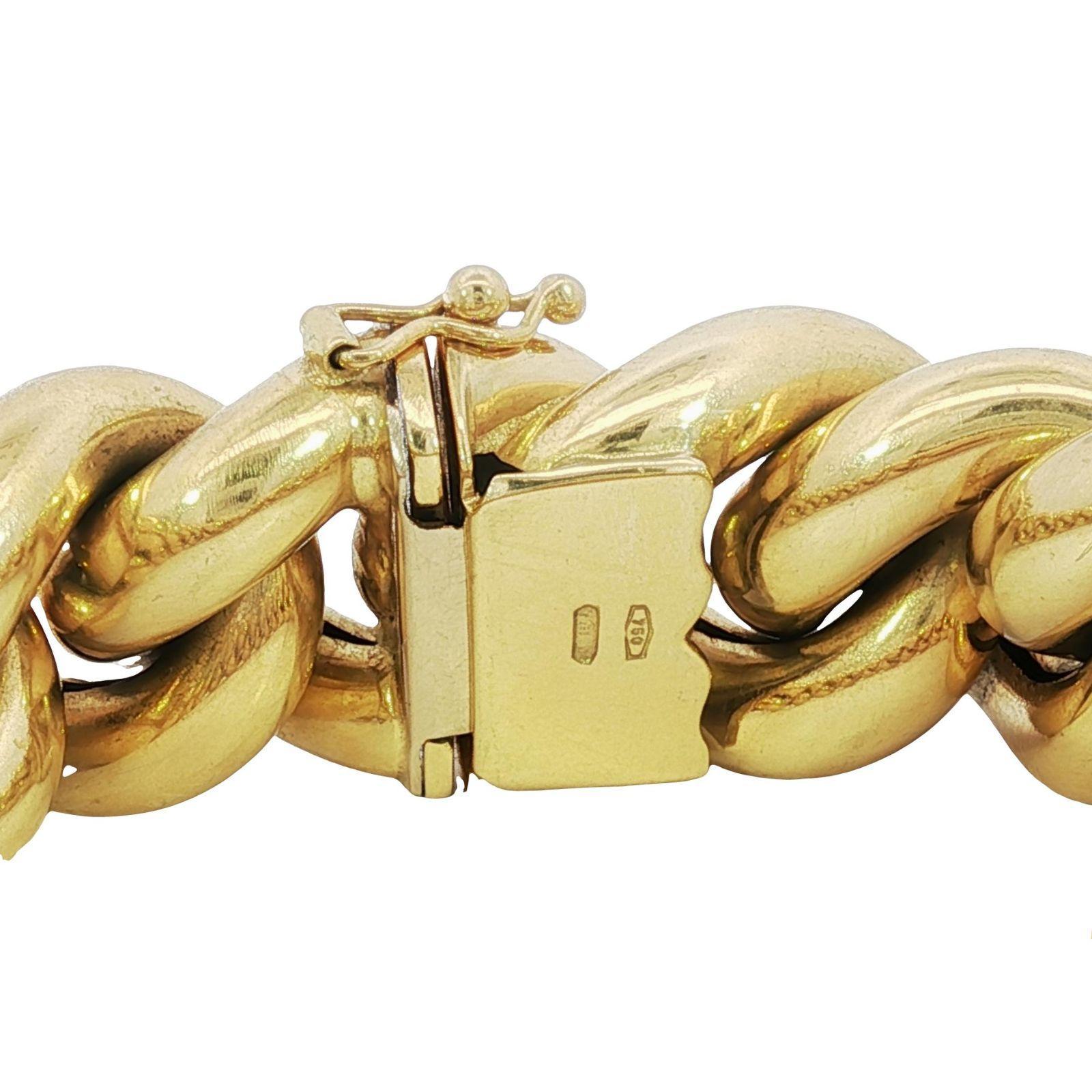Vintage 18K Curb Link Chunky Bracelet Or Jaune 61 Grammes en vente 7