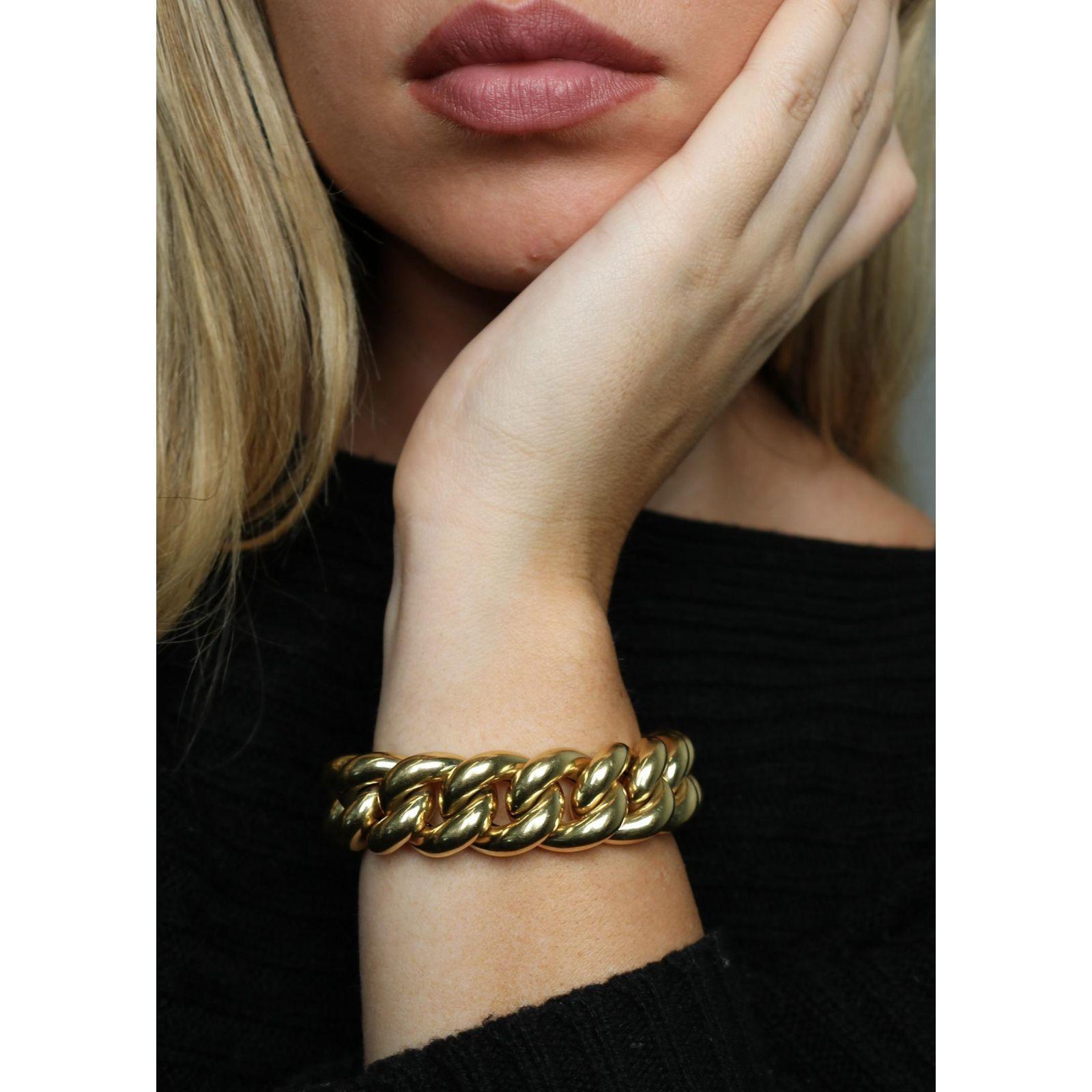 Vintage 18K Curb Link Chunky Bracelet Or Jaune 61 Grammes en vente 9