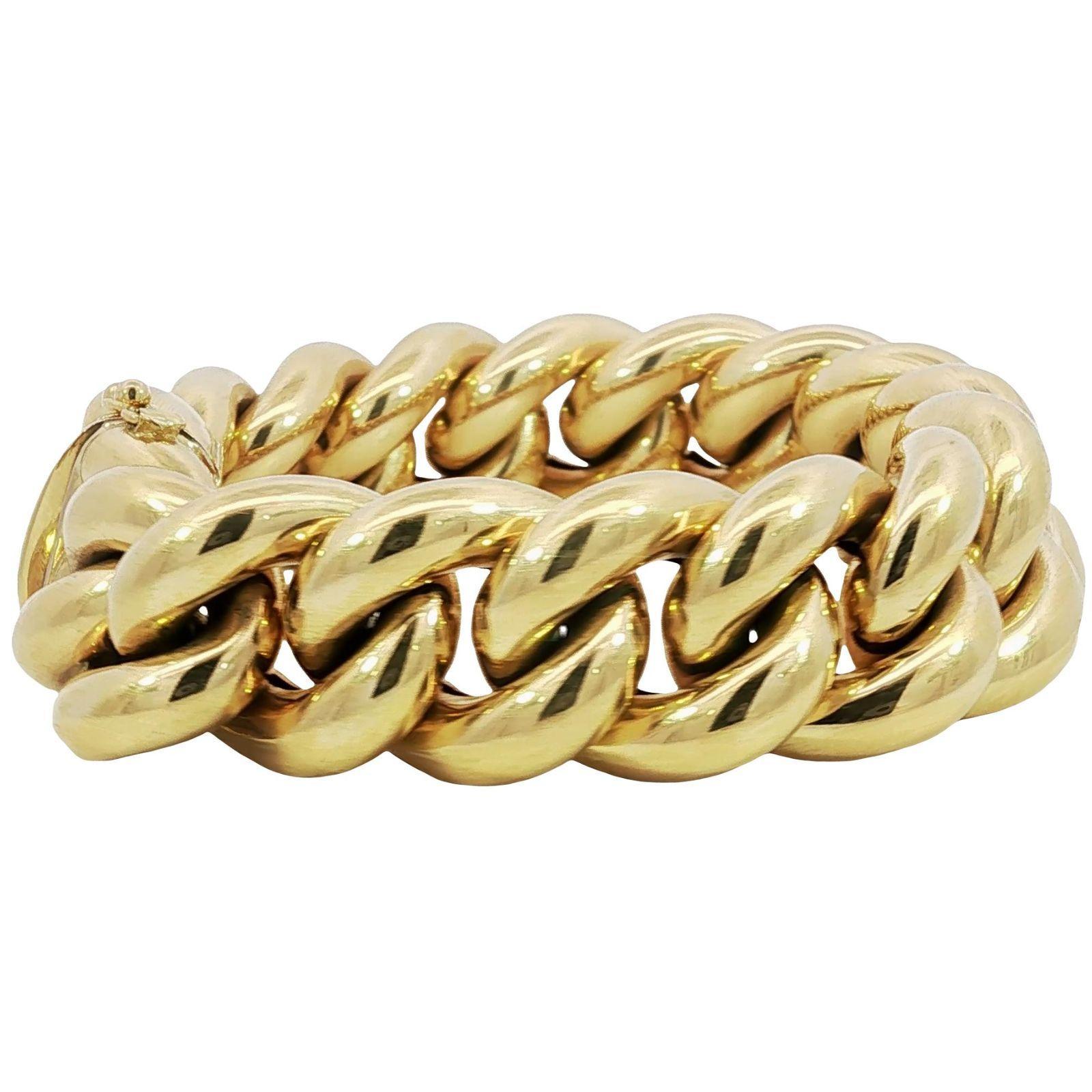 Vintage 18K Curb Link Chunky Bracelet Or Jaune 61 Grammes en vente 2