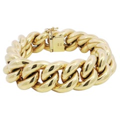 Vintage 18K Curb Link Chunky Bracelet Or Jaune 61 Grammes