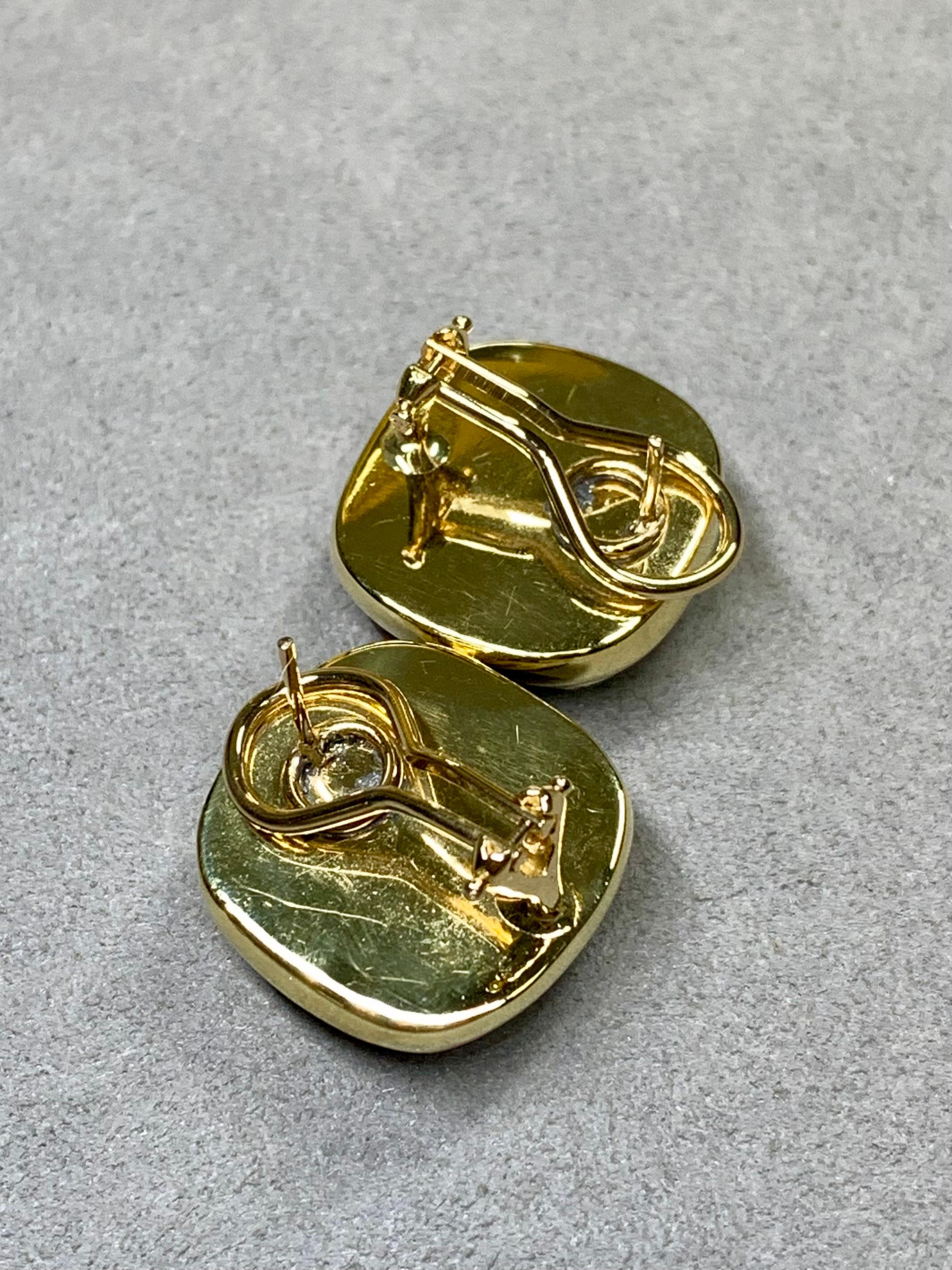 Vintage 18K Diamant Buff Top Citrin Kissenförmige Huggie-Ohrringe Omega-Rücken (Zeitgenössisch) im Angebot