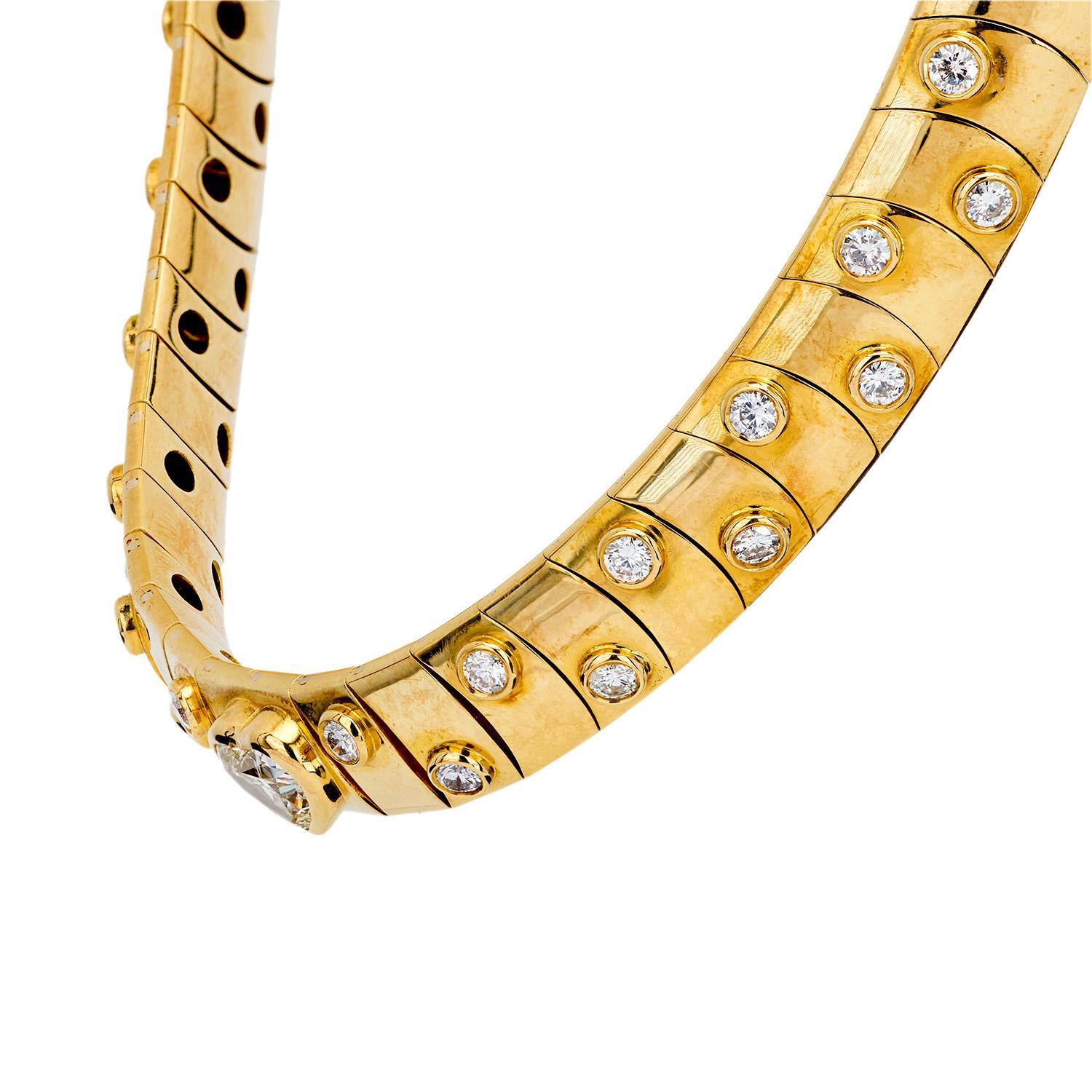 Retro Vintage 18k Diamond Collar Necklace For Sale