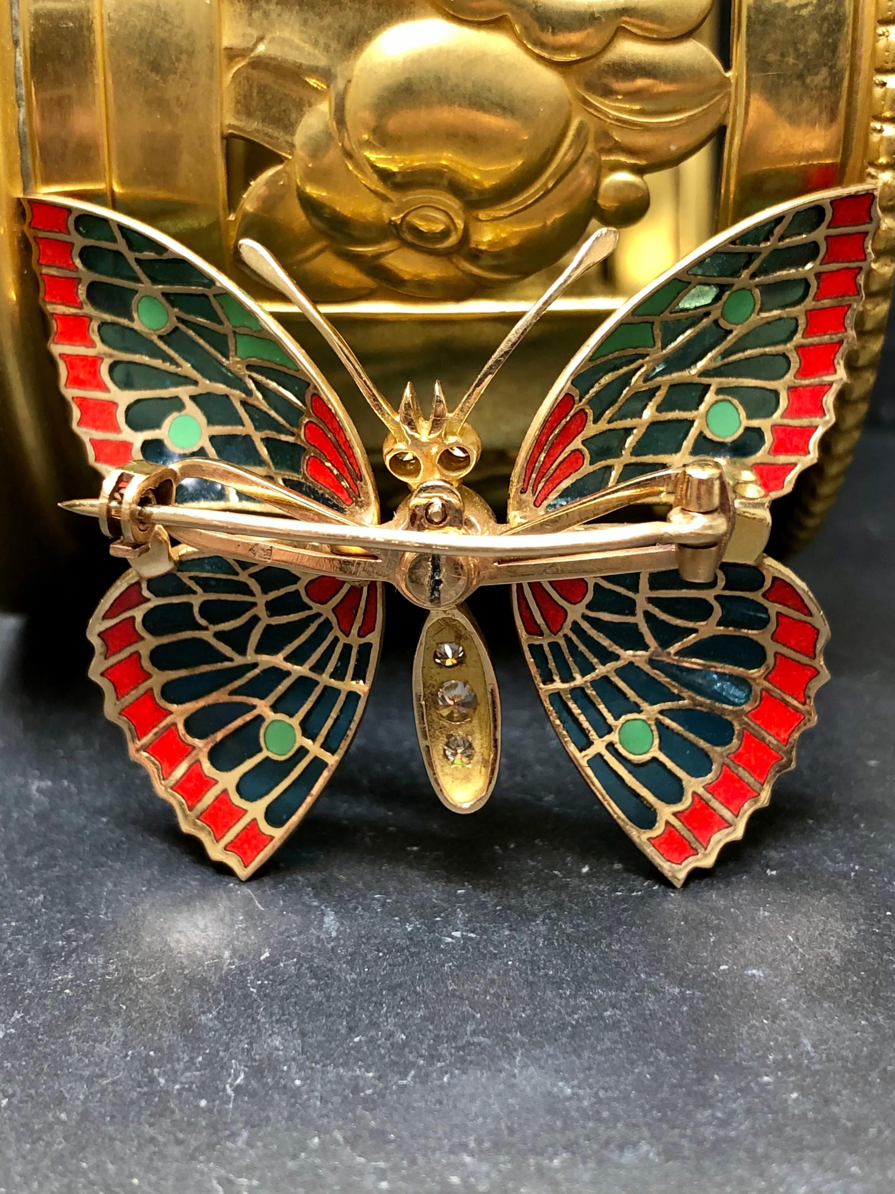 vintage enamel butterfly brooch