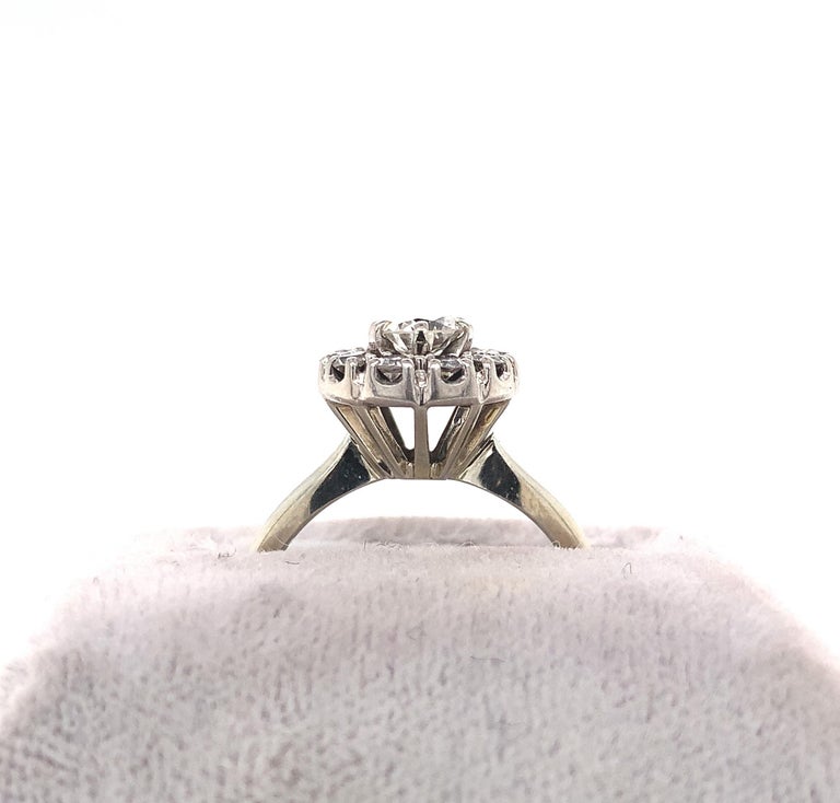 Vintage 18K Diamond Halo Ring .60 ct Tw For Sale at 1stDibs