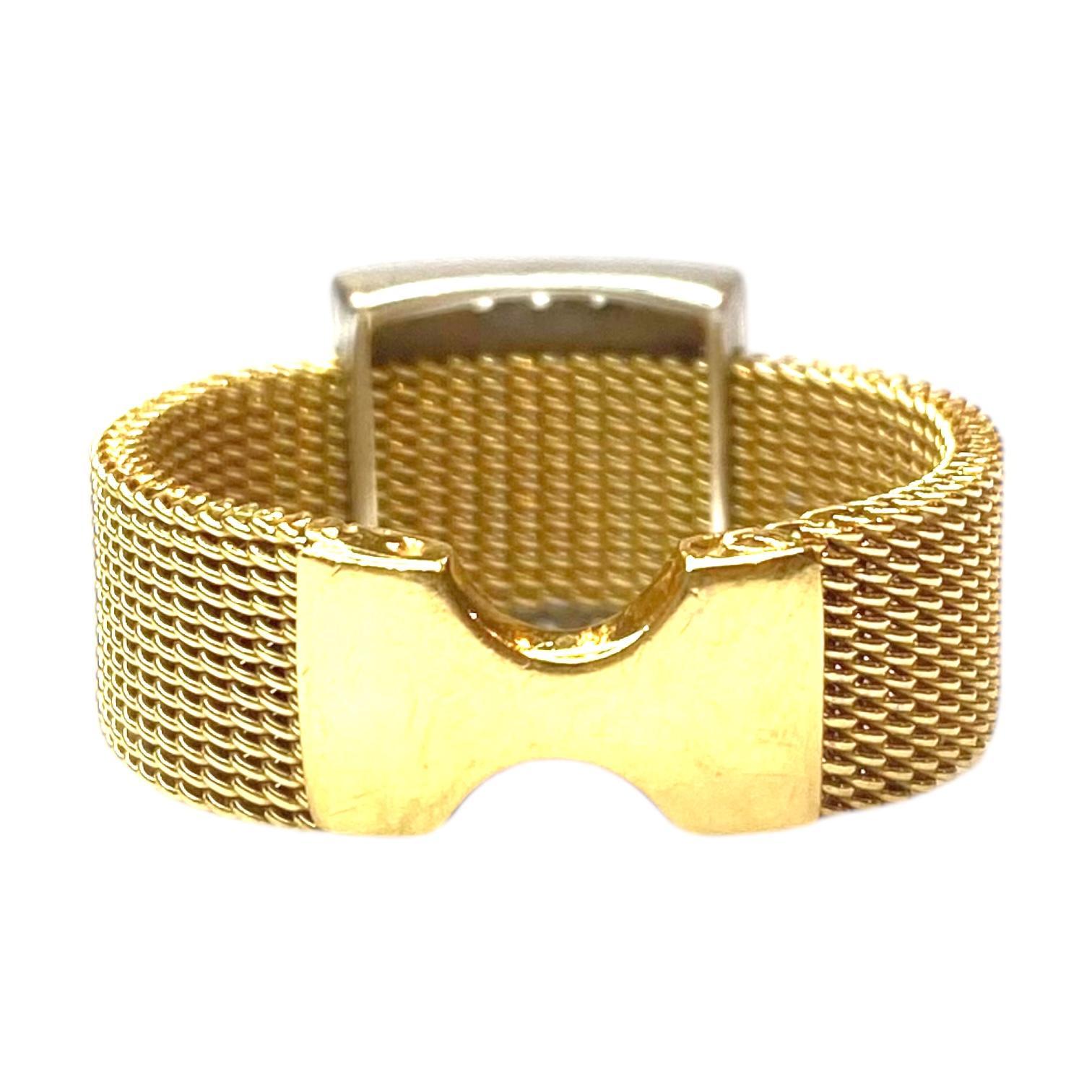 Modern Vintage 18K Diamond Mesh Band Ring