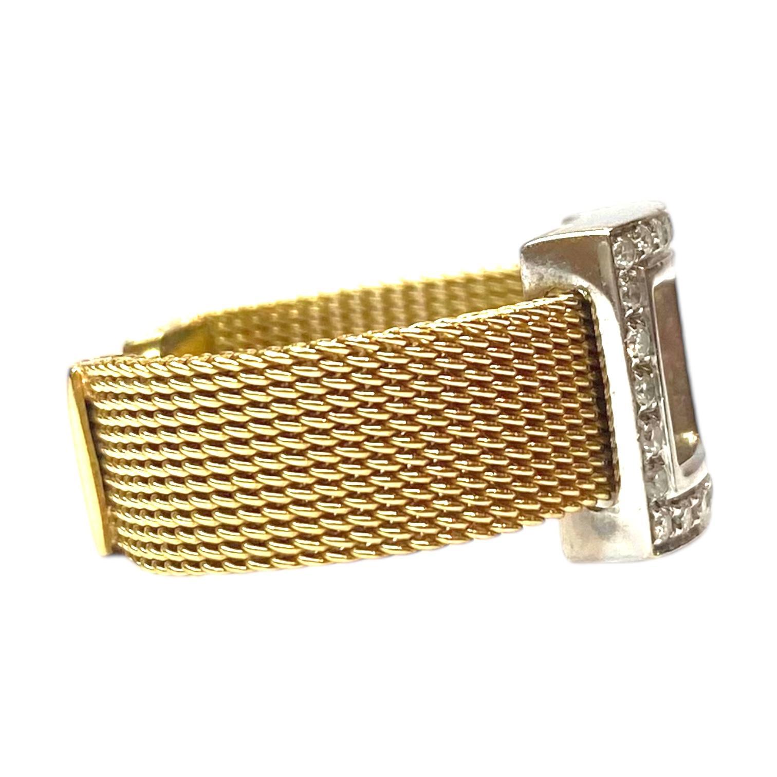Brilliant Cut Vintage 18K Diamond Mesh Band Ring