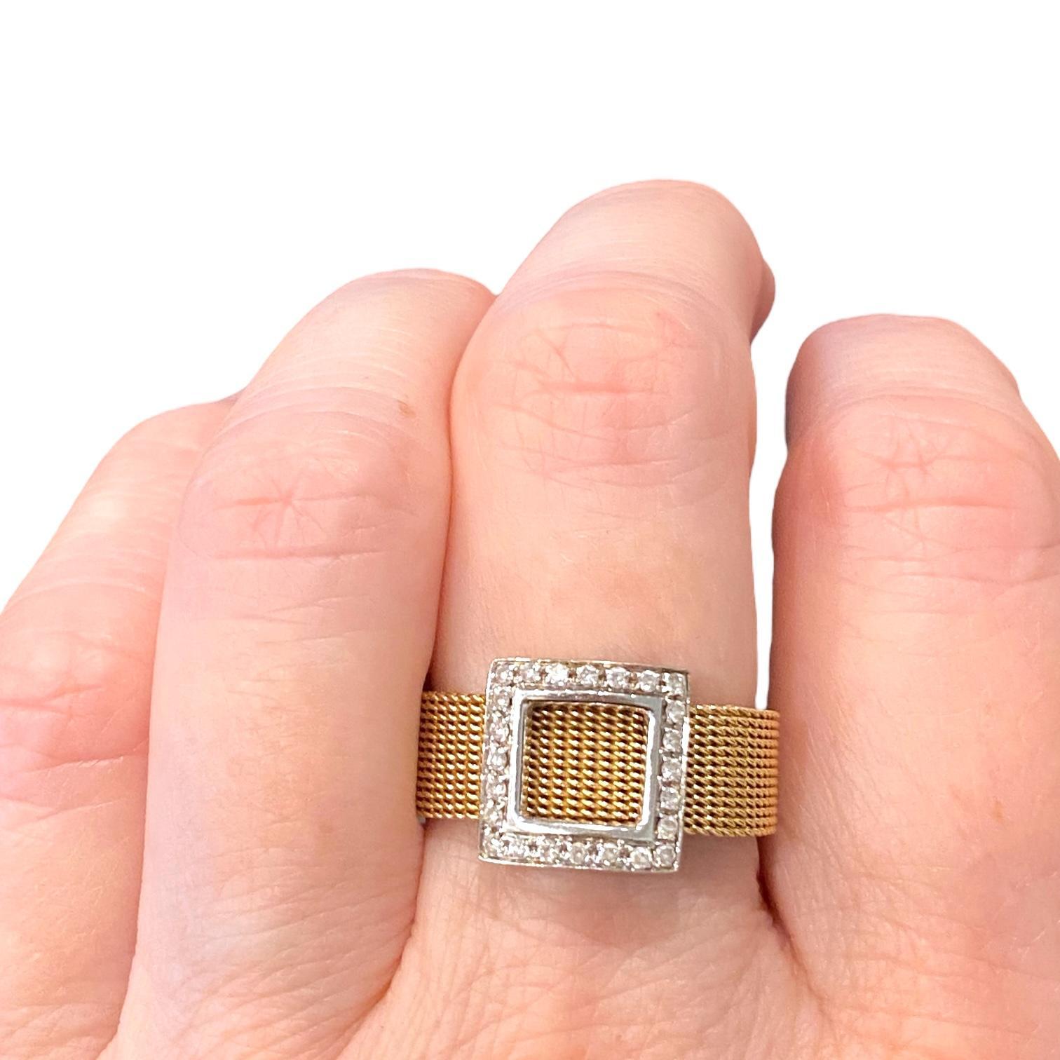 Women's Vintage 18K Diamond Mesh Band Ring
