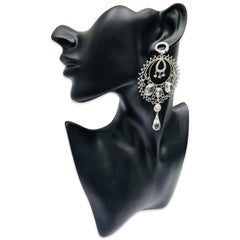 Vintage 18k Diamond & Rock Crystal Bohemian Chandelier Earrings