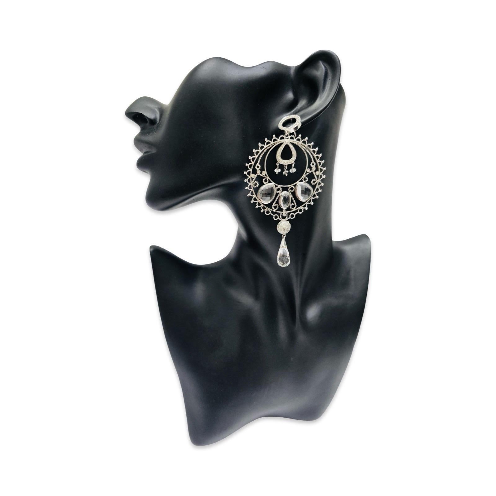 Orecchini a lampadario bohémien con diamanti e cristalli di rocca d'epoca 18k In condizioni ottime in vendita a Miami, FL