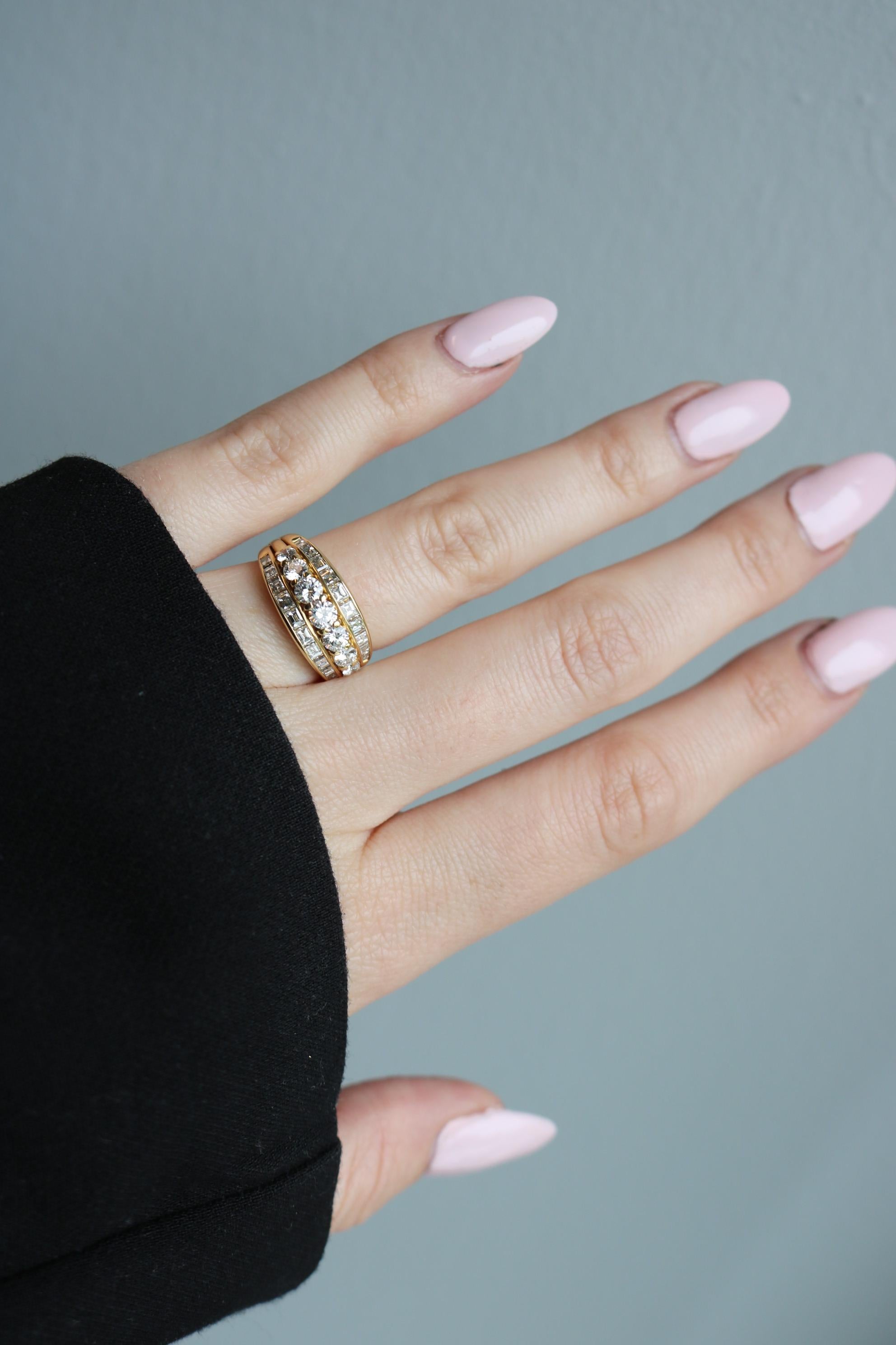 Modern Vintage 18K Diamond Stacker Ring ~1.8ctw Yellow Gold Size 5.75 For Sale