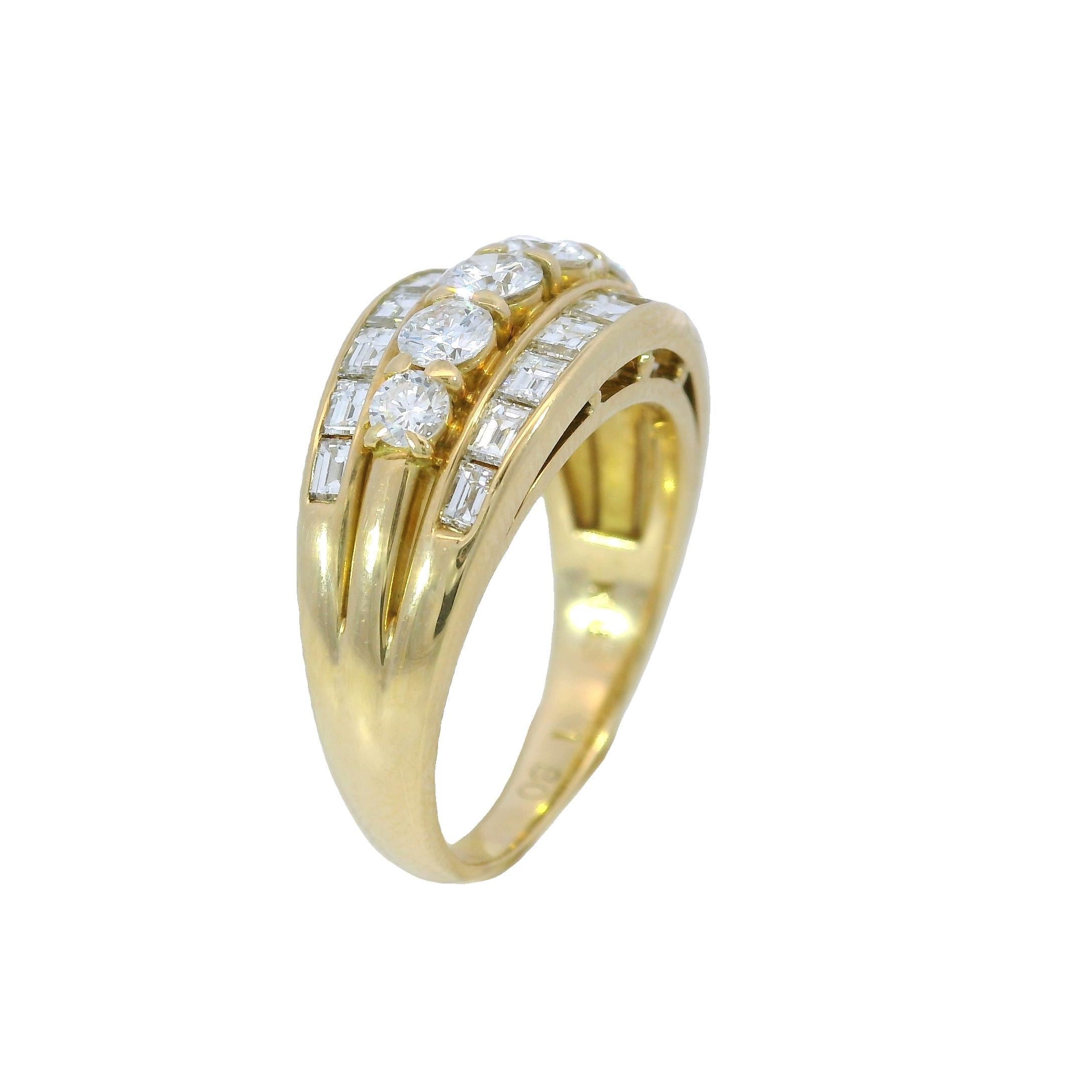 Vintage 18K Diamond Stacker Ring ~1.8ctw Yellow Gold Size 5.75 For Sale 1