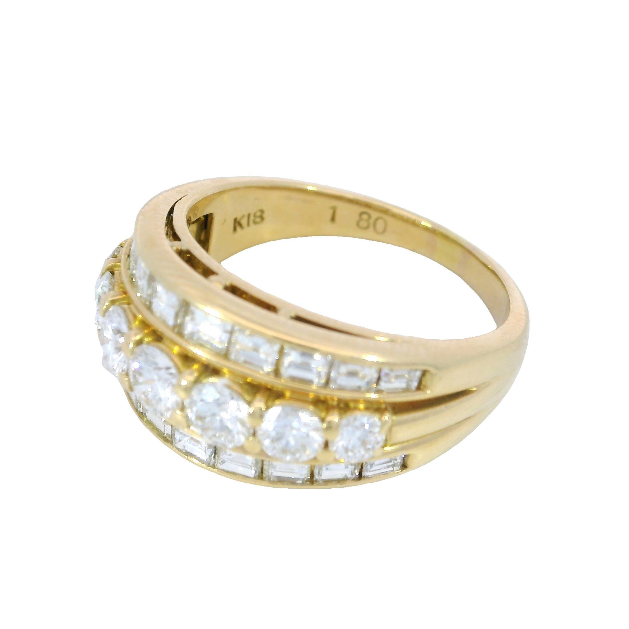 Vintage 18K Diamond Stacker Ring ~1.8ctw Yellow Gold Size 5.75 For Sale 3