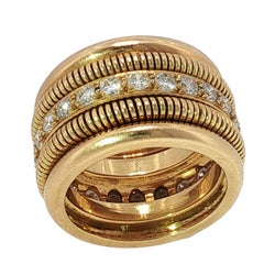 Vintage 18K Diamond Stacker Ring Yellow Gold Size 7 ~1.44ctw