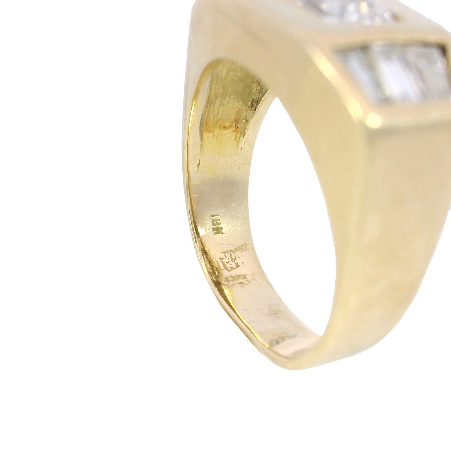 Vintage 18K Emerald-Cut Diamond Baguette Ring Yellow Gold ~1.72ctw Size 6 For Sale 4