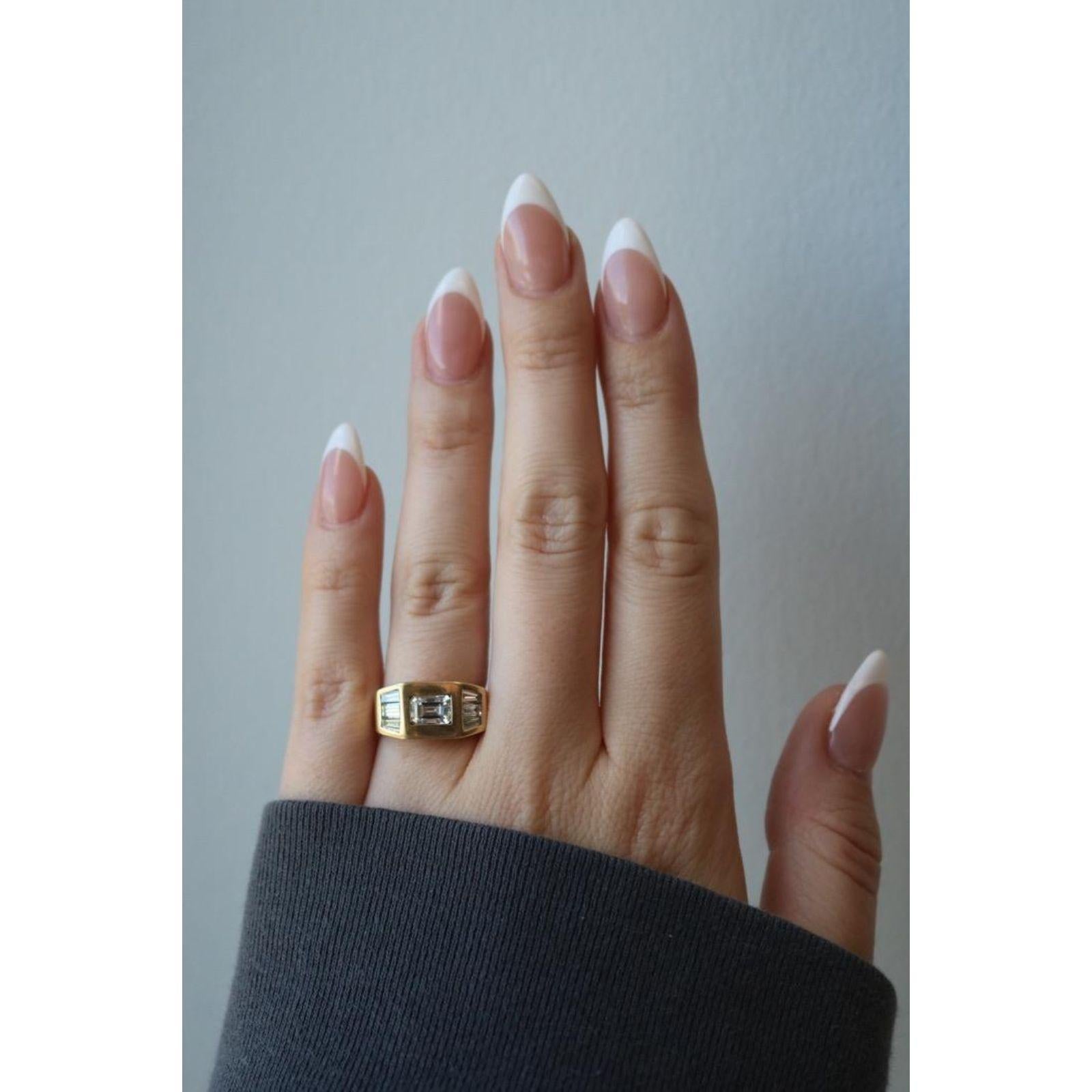 Vintage 18K Emerald-Cut Diamond Baguette Ring Yellow Gold ~1.72ctw Size 6 For Sale 9