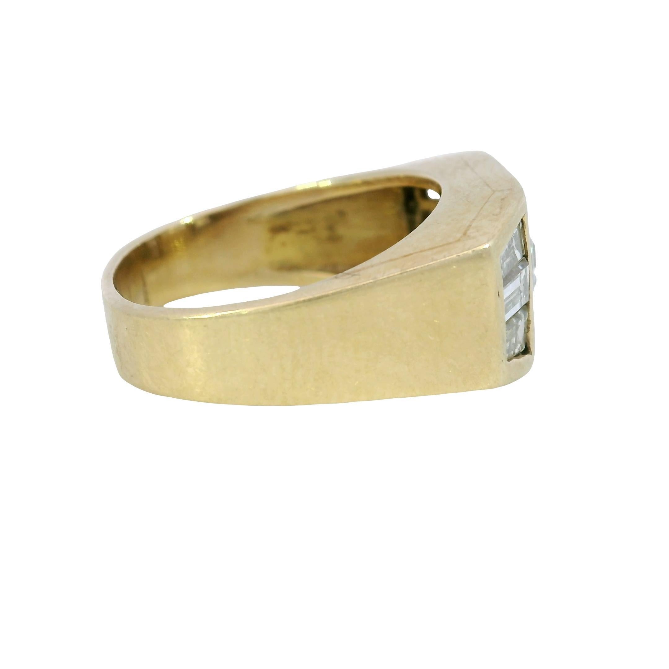 Vintage 18K Emerald-Cut Diamond Baguette Ring Yellow Gold ~1.72ctw Size 6 For Sale 1