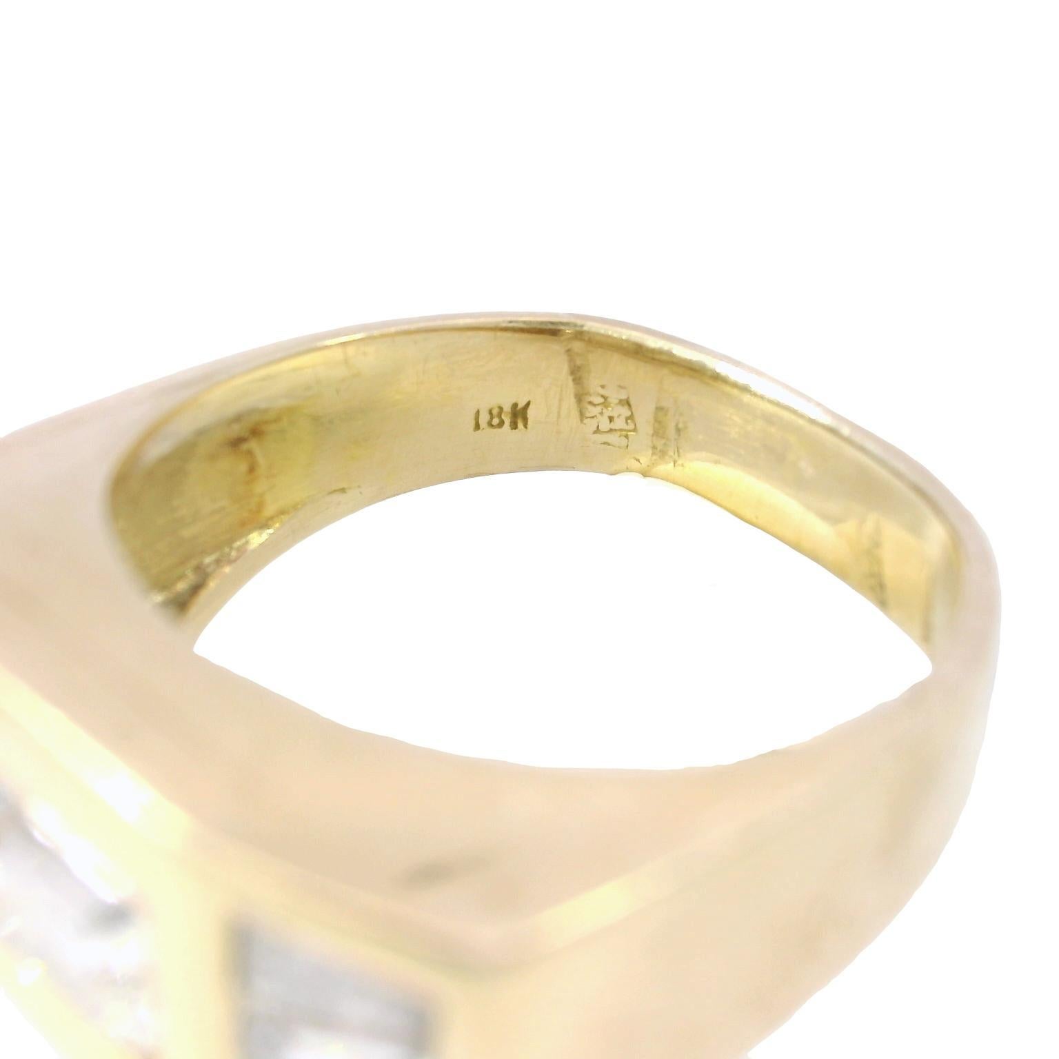 Vintage 18K Emerald-Cut Diamond Baguette Ring Yellow Gold ~1.72ctw Size 6 For Sale 2