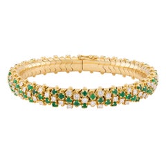 Vintage 18k Emerald & Diamond Bracelet