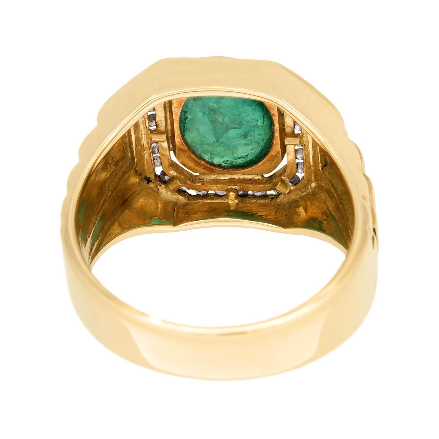 Bague Vintage 18k Emeraude Diamant Bon état - En vente à Narberth, PA