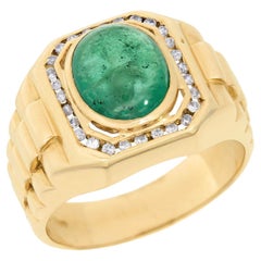 Bague Vintage 18k Emeraude Diamant