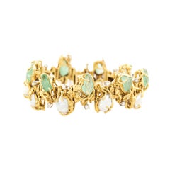 Vintage 18k Emerald, Pearl, and Diamond Bracelet