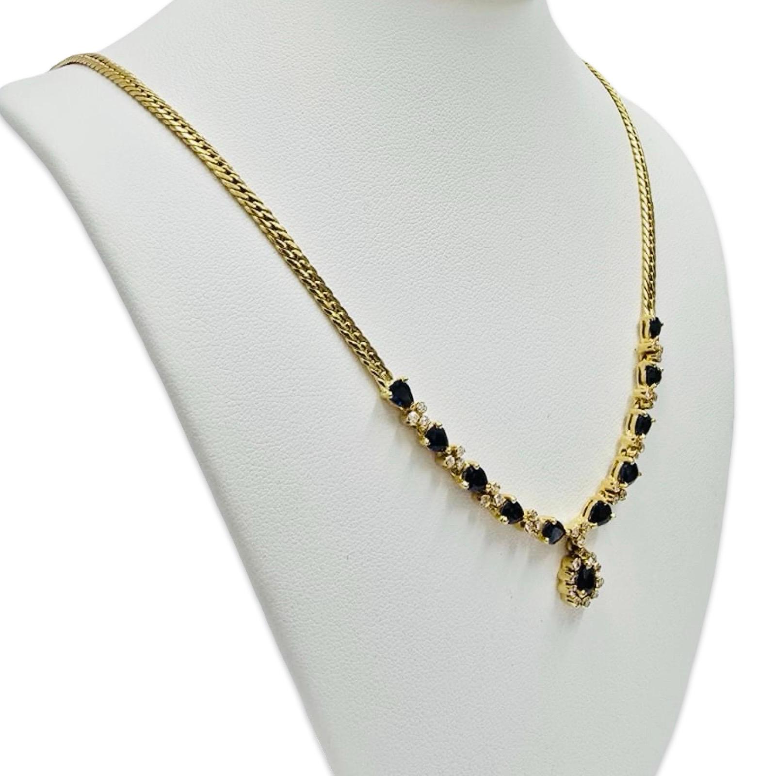 De las mujeres Collar Guirnalda Vintage 18k con Zafiros Pera de 3,85 ct y Diamantes de 0,74 ct en venta