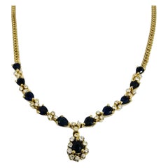 Vintage 18k Garland Necklace with 3.85ct Pear Sapphires & 0.74ct Diamonds Vintage 18k Garland Necklace with 3.85ct Pear Sapphires & 0.74ct Diamonds
