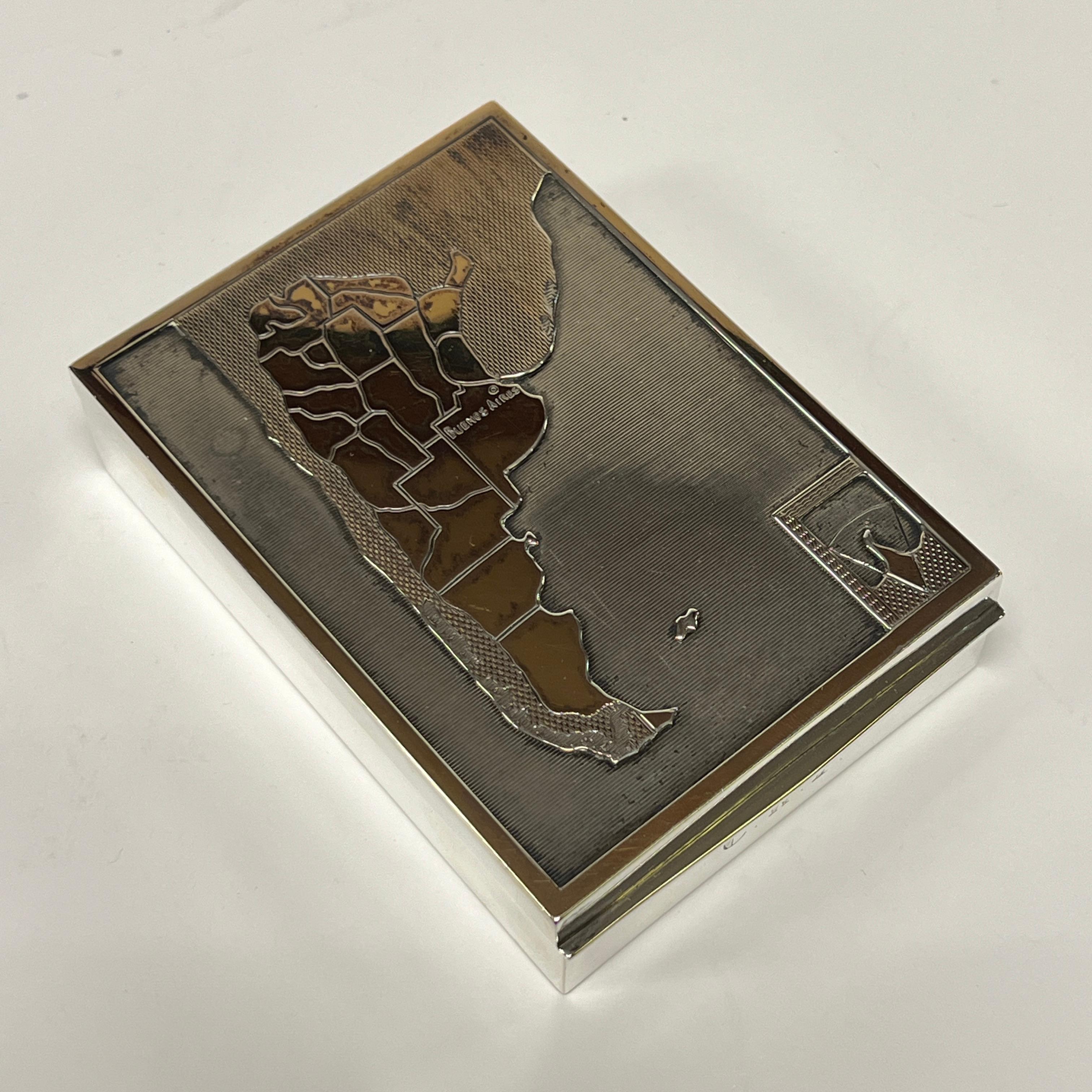 Mid-Century moderno Portasigarette d'epoca in argento sterling dorato a 18 carati dall'Argentina in vendita