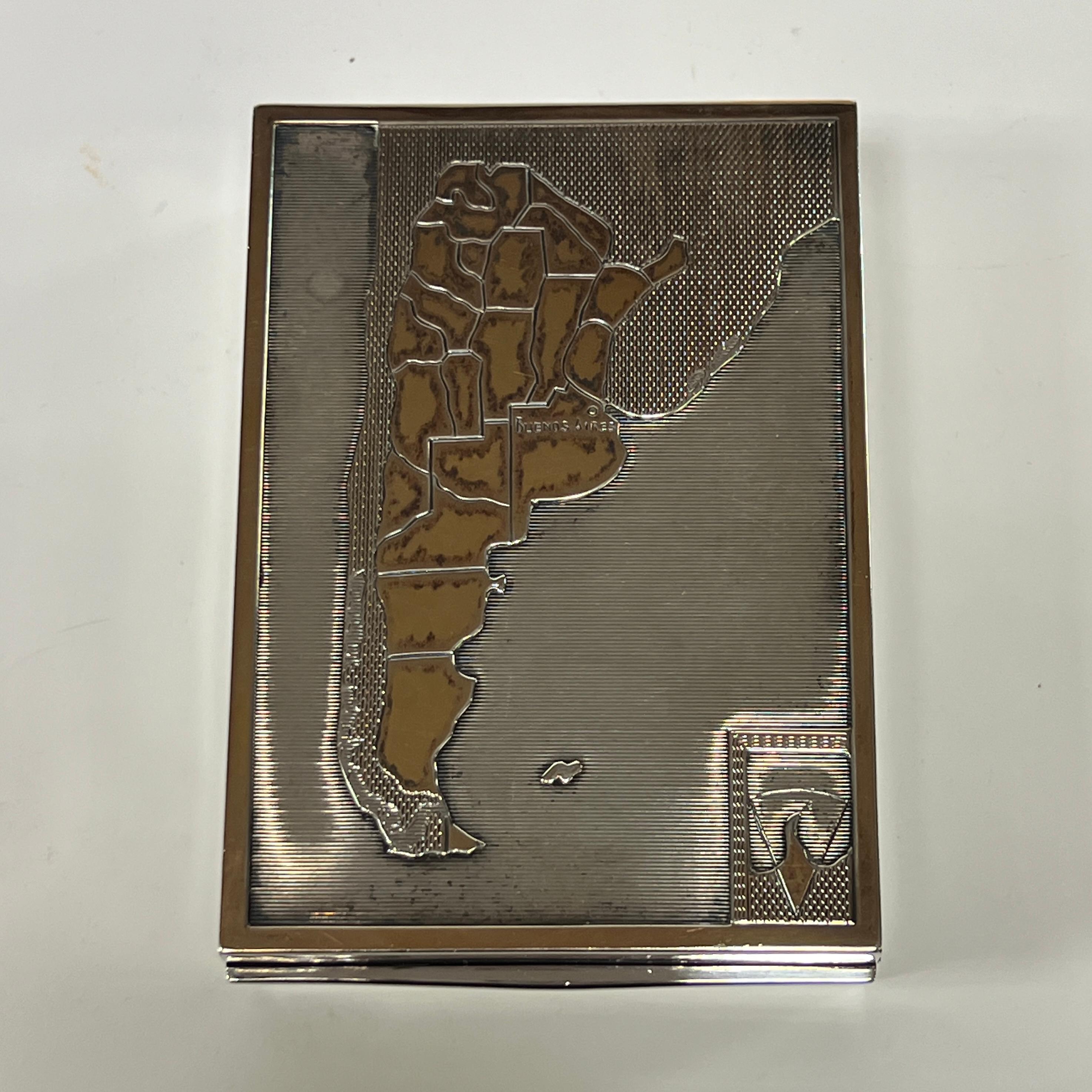 Portasigarette d'epoca in argento sterling dorato a 18 carati dall'Argentina in vendita 2