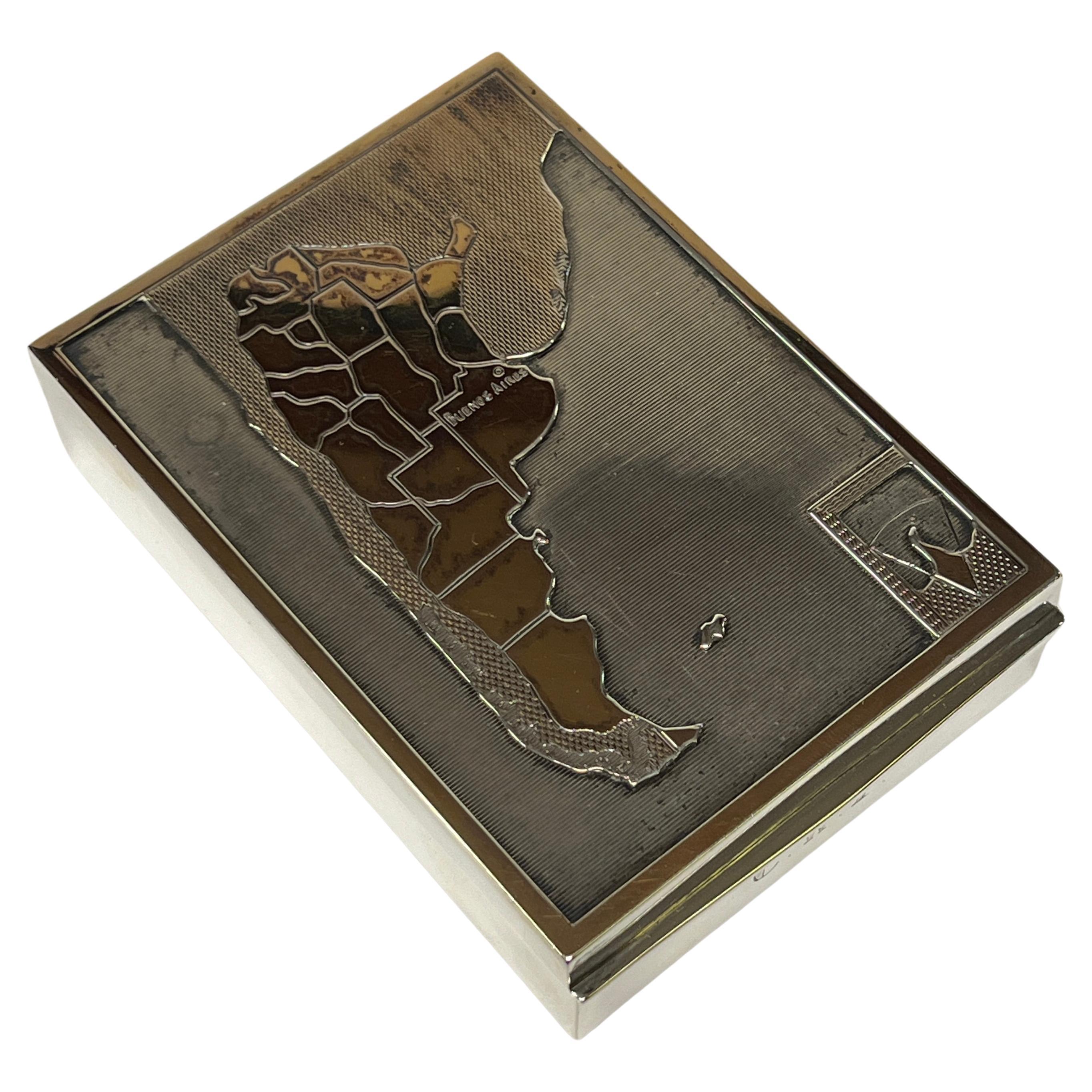 Vintage 18K Gilt Sterling Silver Cigarette Case from Argentina