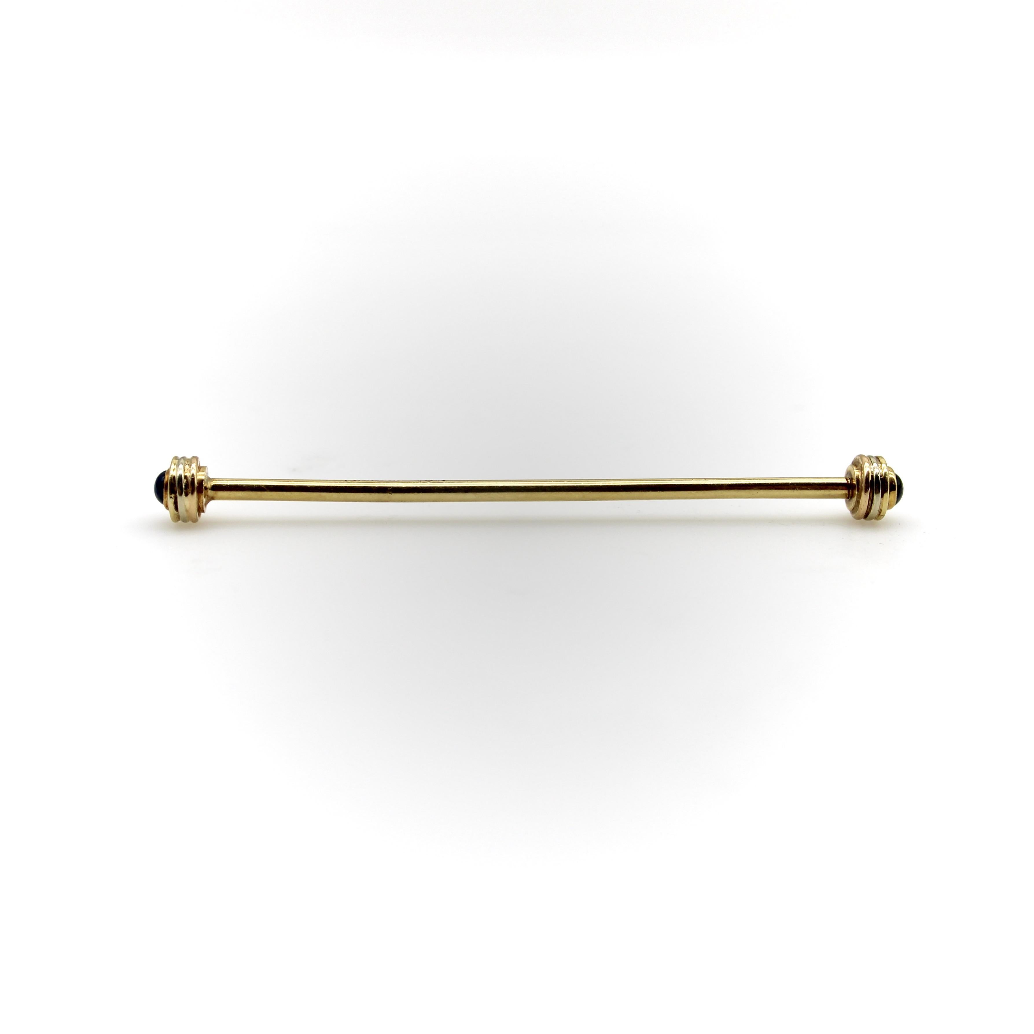 Alfiler de cuello de camisa Vintage 18K Gołd Cartier con cabujón de zafiro Moderno en venta