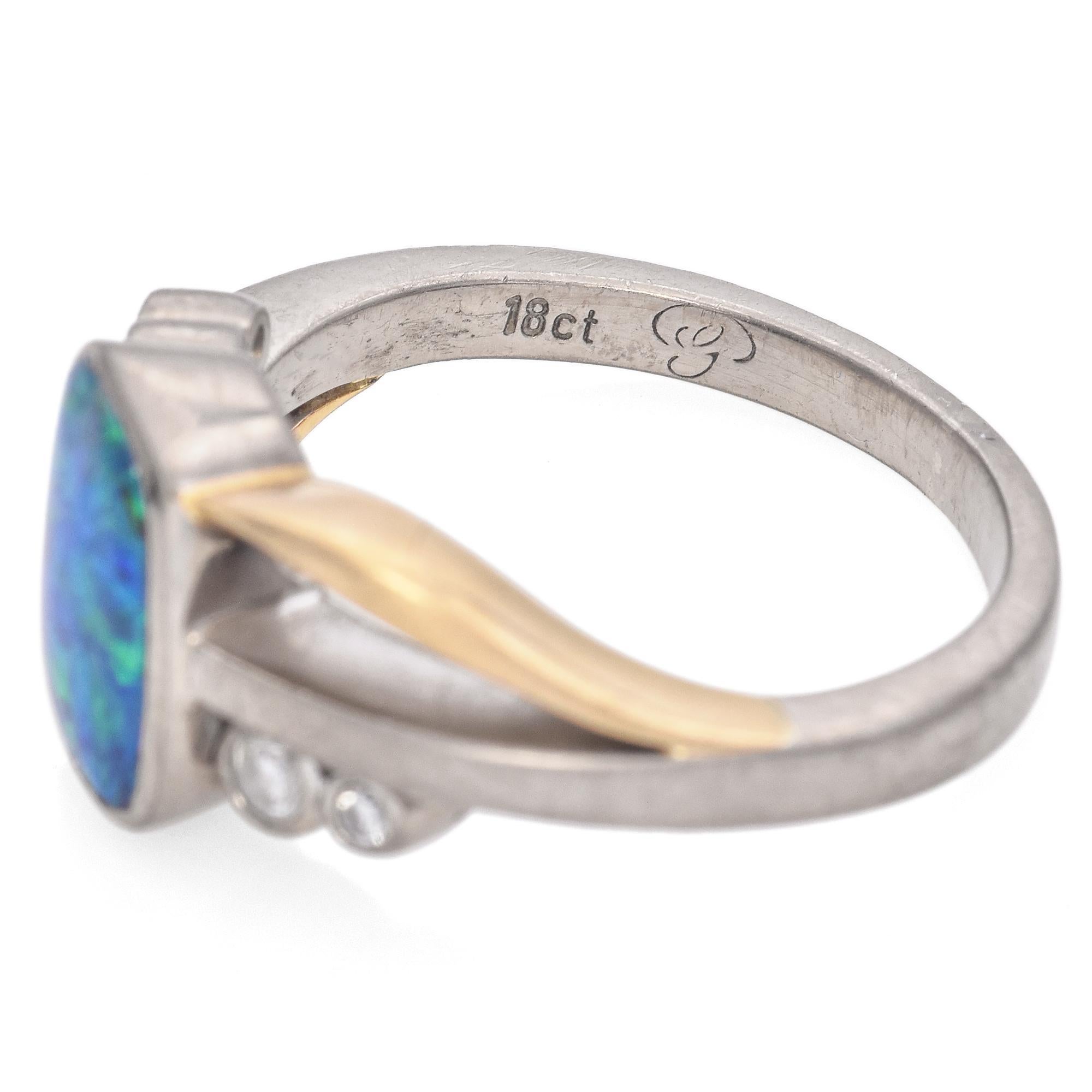 Women's Vintage 18K Gold 0.80 Ct. Black Opal and Diamond Ring