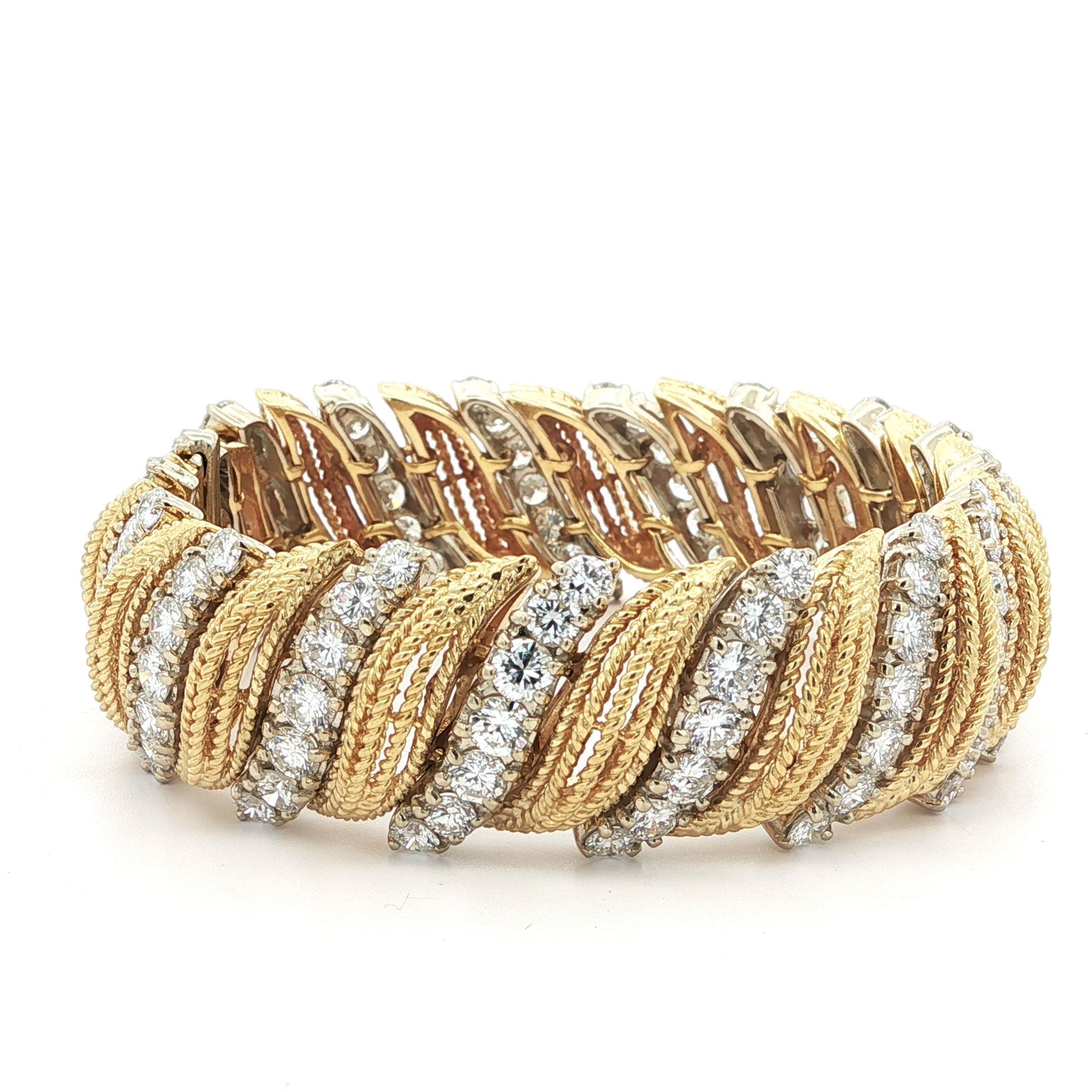 Pulsera vintage de alambre trenzado de oro de 18 quilates con 14 quilates de diamantes VS G en venta 5