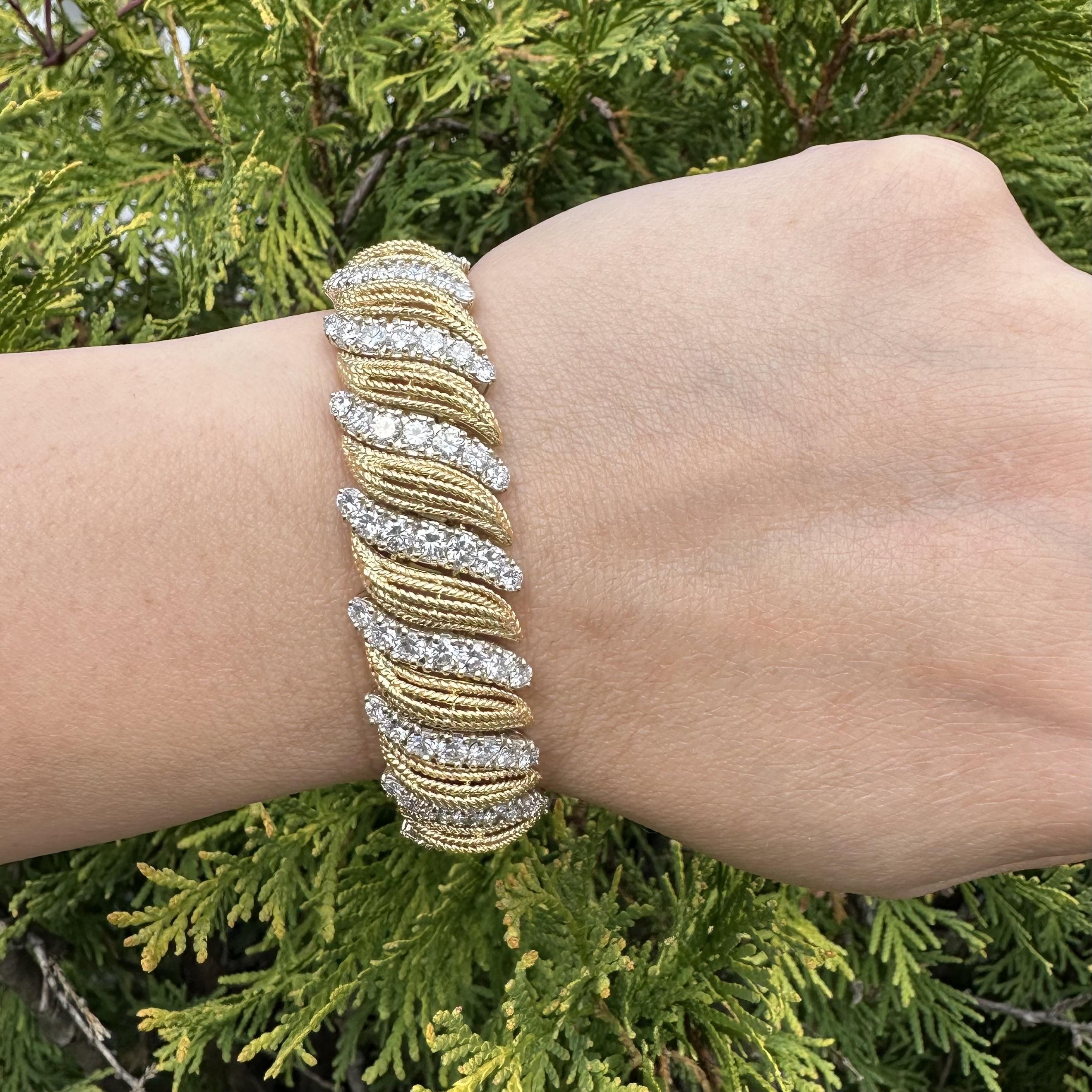 De las mujeres Pulsera vintage de alambre trenzado de oro de 18 quilates con 14 quilates de diamantes VS G en venta