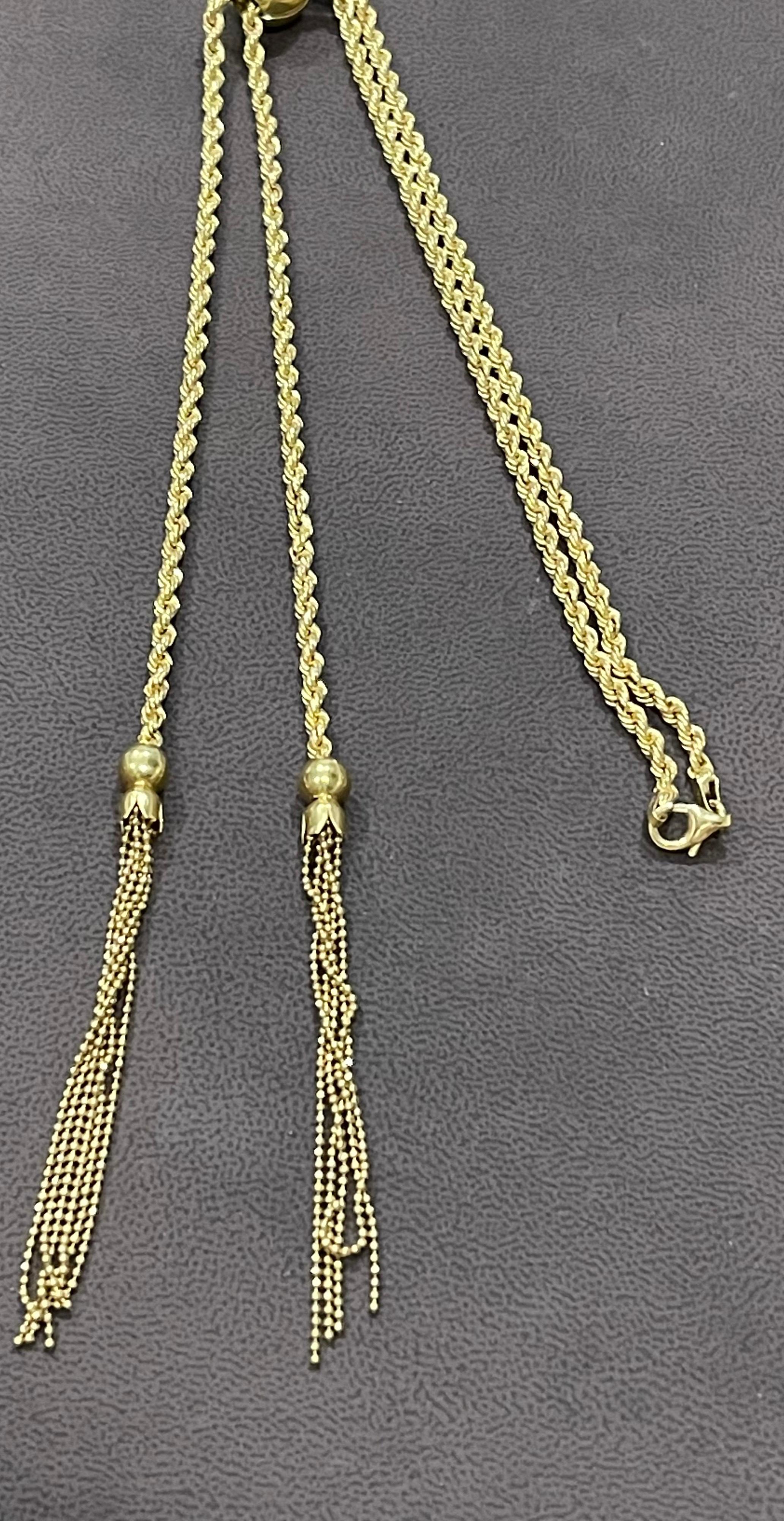 Vintage 18k Gold 18.7 Gm Rope Chain Adjustable Sliding Chain with Ball 6