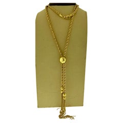 Vintage 18k Gold 18.7 Gm Rope Chain Adjustable Sliding Chain with Ball
