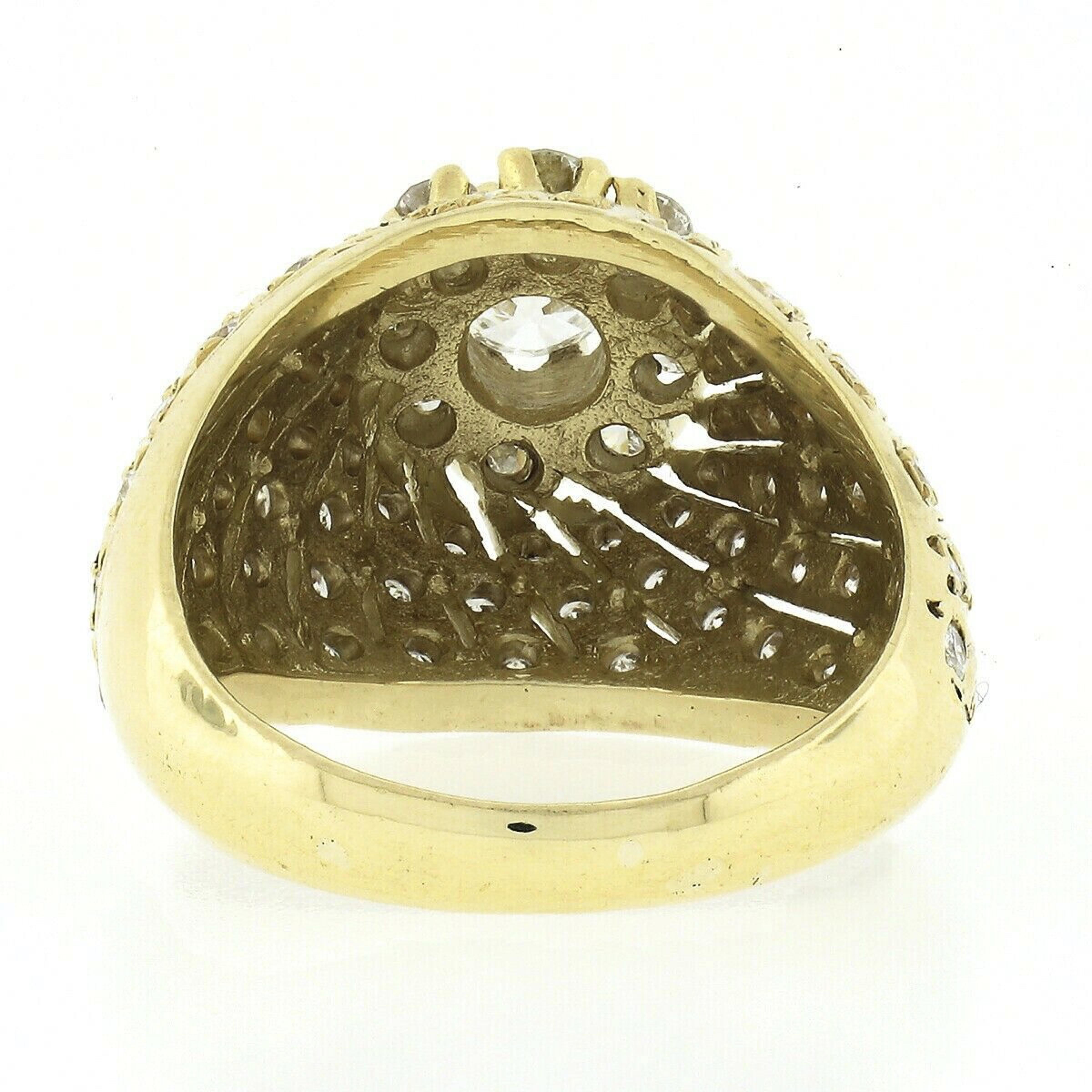 18 Karat Gold 1,93 Karat runder Diamant Cluster Top High Swirl gewölbter Cocktail-Ring, Vintage im Angebot 2