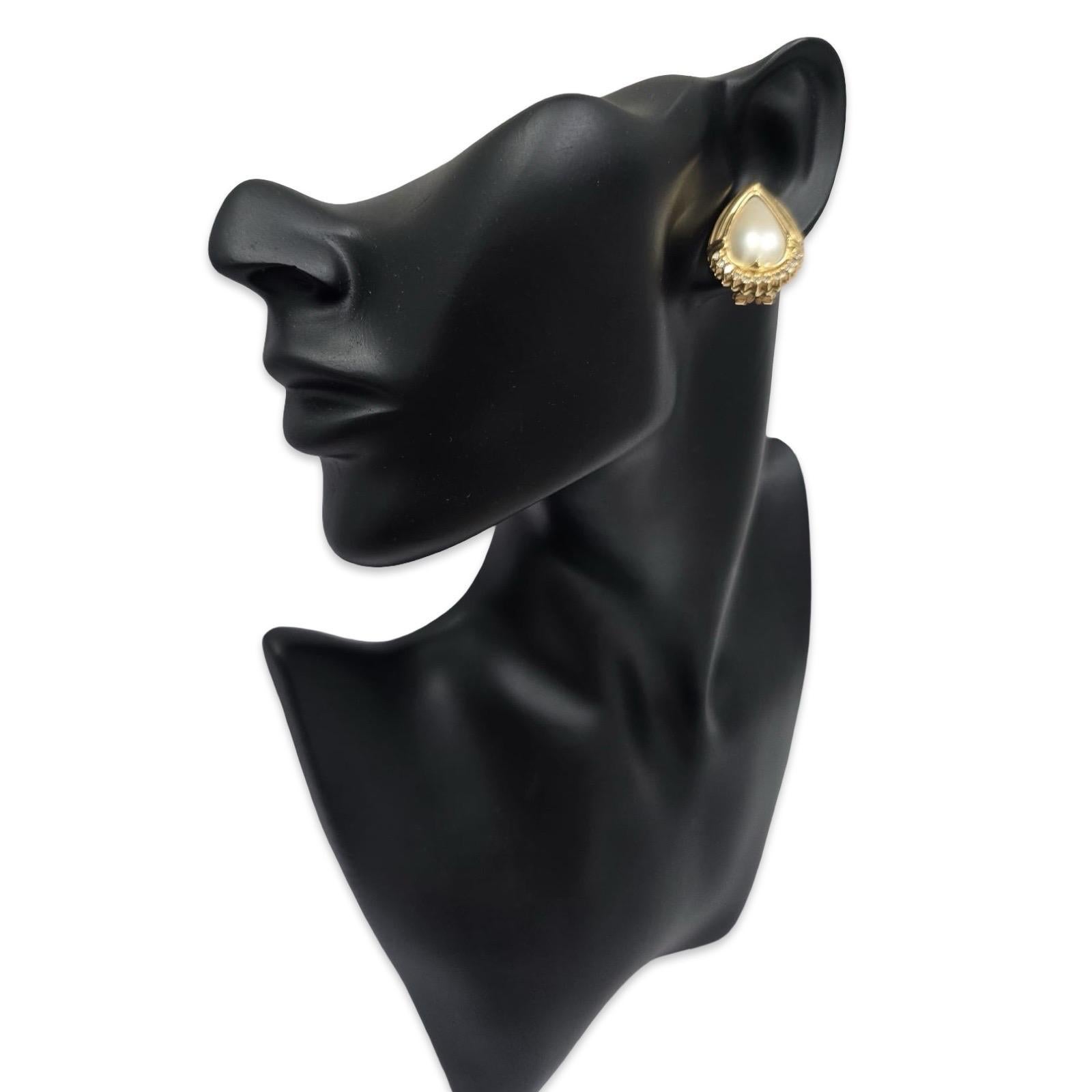 Vintage 18K Gold 19.75mm Barock Perle & Altschliff Diamant Statement Ohrringe für Damen oder Herren im Angebot