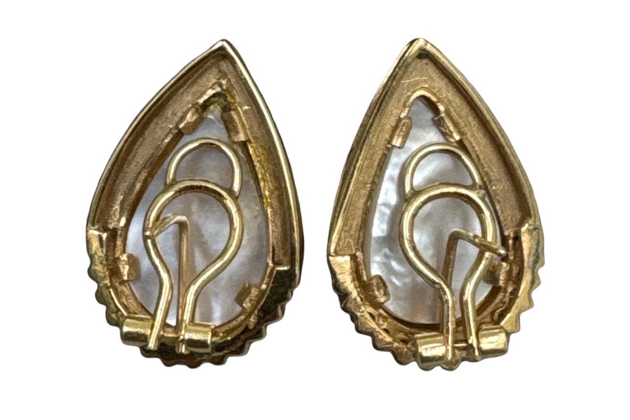 Vintage 18K Gold 19.75mm Barock Perle & Altschliff Diamant Statement Ohrringe im Angebot 2