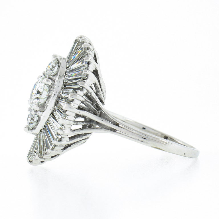 Vintage 18k Gold 2.68ctw GIA Round and Baguette Diamond Large Wavy ...