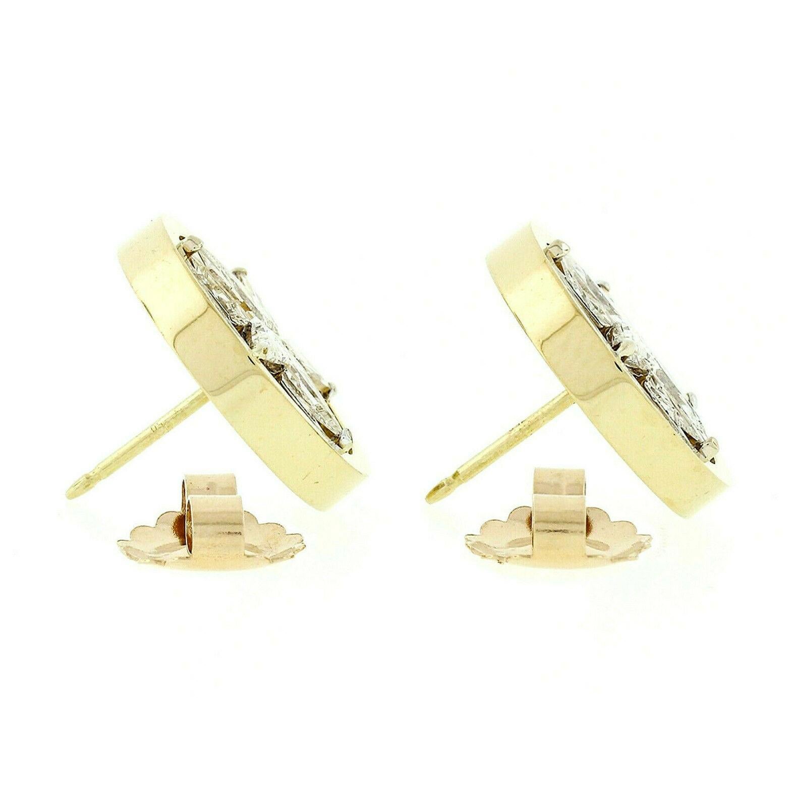 18 Karat Gold 2.75 Carat Floating Star Kite Cut Diamond Round Open Stud Earrings In Good Condition For Sale In Montclair, NJ