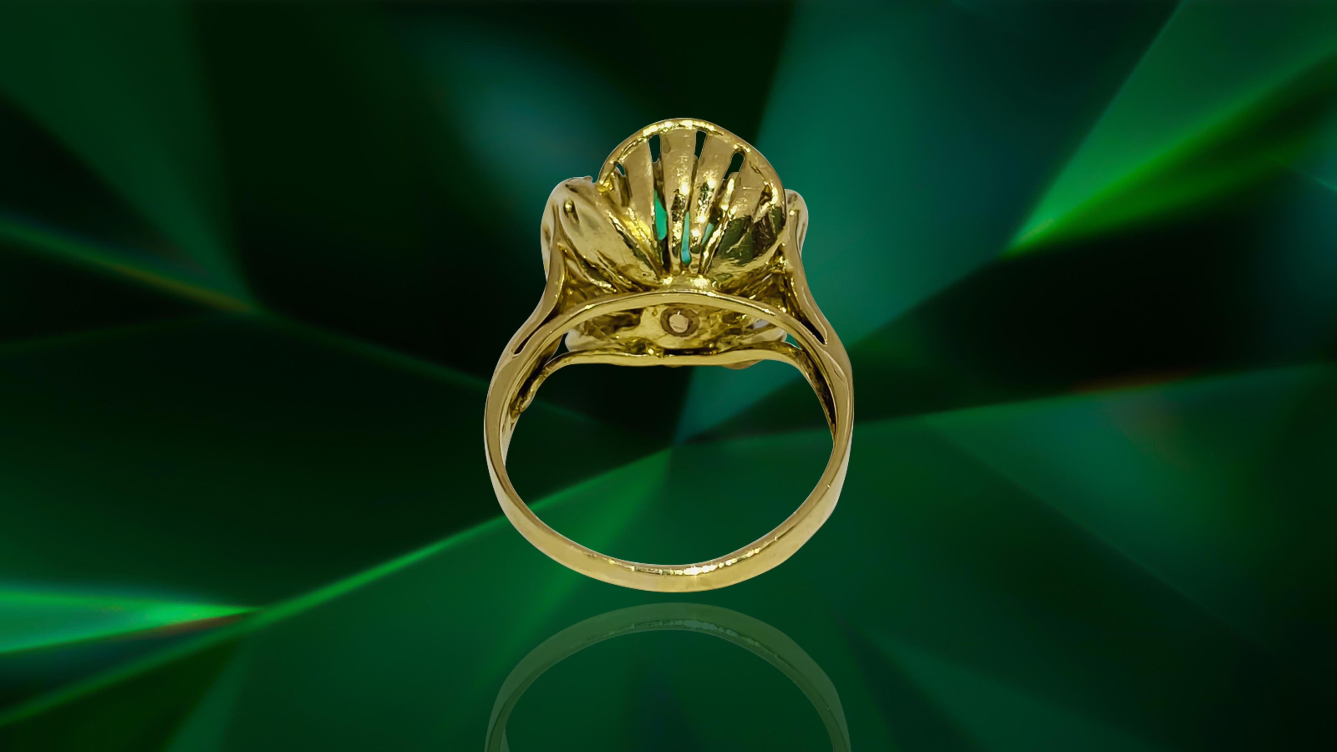 Art Nouveau Vintage 18K Gold 2.90 Carat Diamond Emerald Ring For Sale