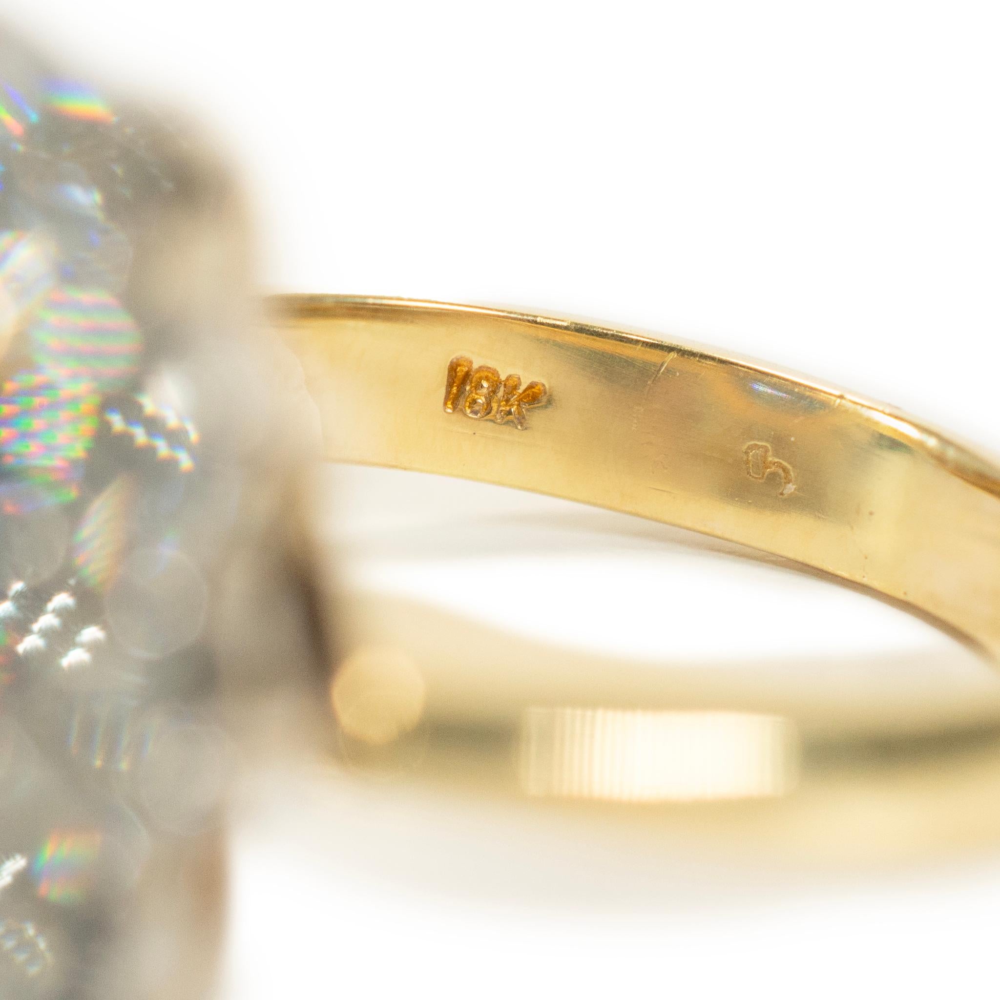 Anello cocktail d'epoca in oro 18 carati con zaffiro blu reale di Ceylon da 2,98 carati e diamante a raggiera in vendita 1