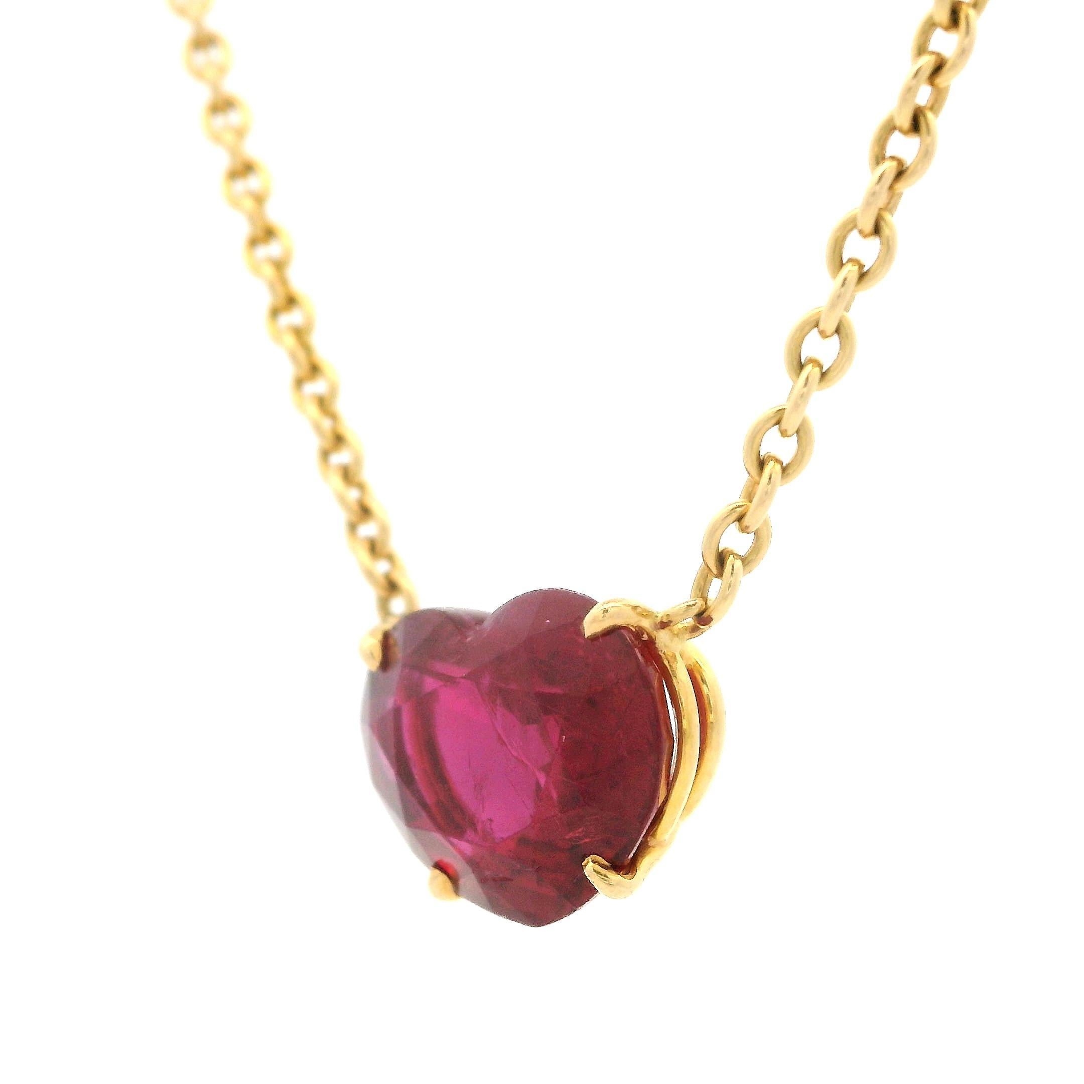Vintage 18k Gold 3.75ctw GIA Heart Ruby Solitaire Pendant 15