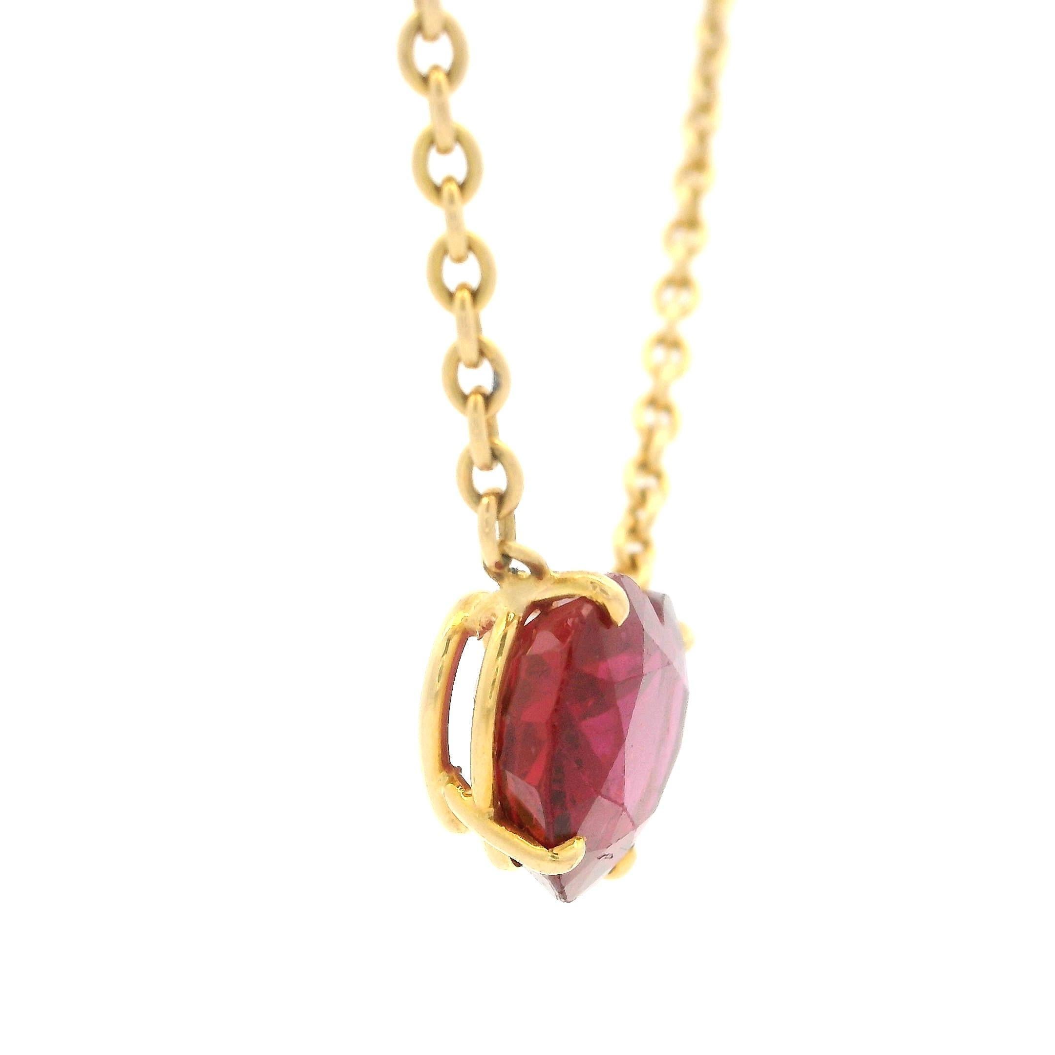 Vintage 18k Gold 3.75ctw GIA Heart Ruby Solitaire Pendant 15